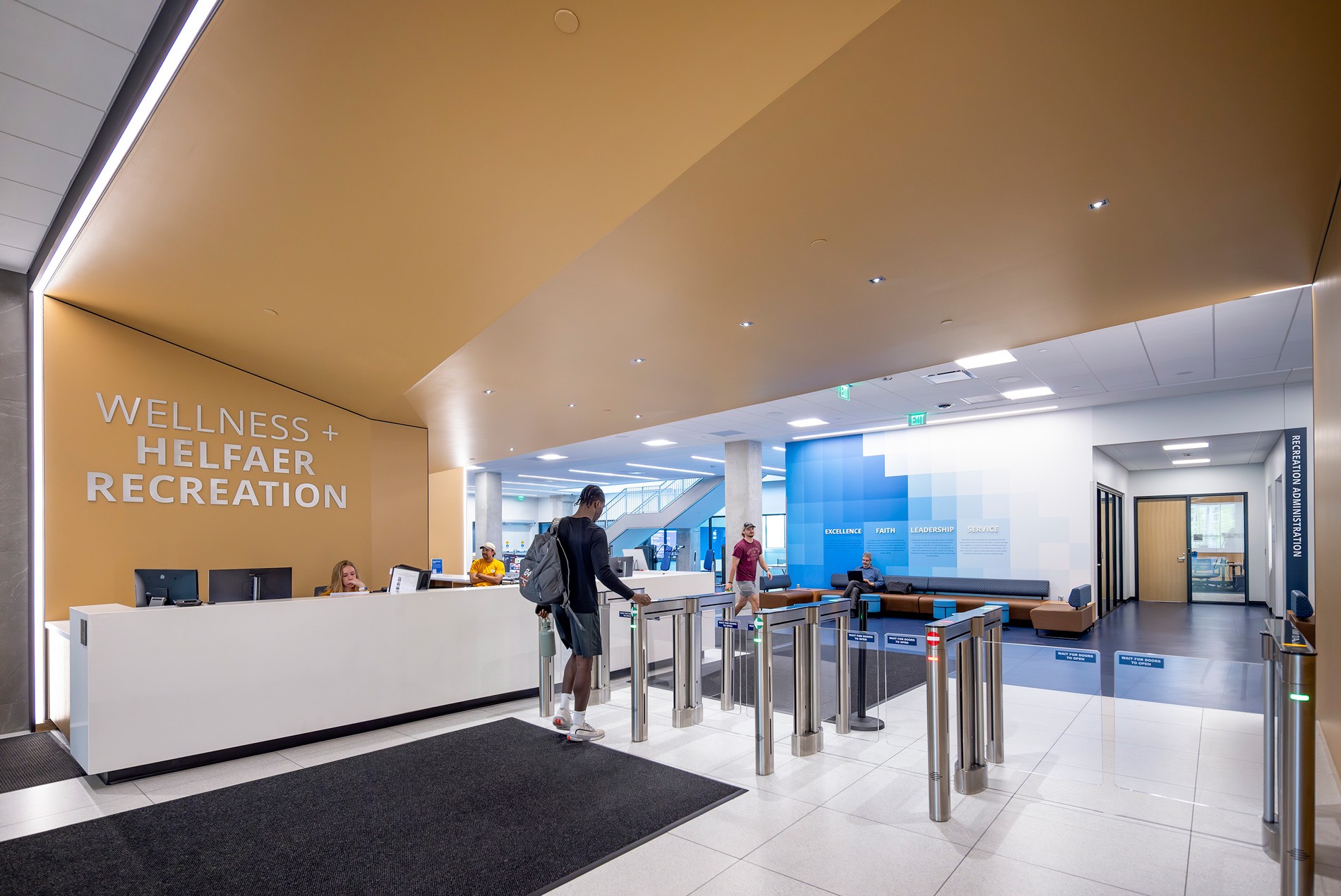 HOK-branded experience at Marquette University's new Wellness + Helfaer Recreation Center.