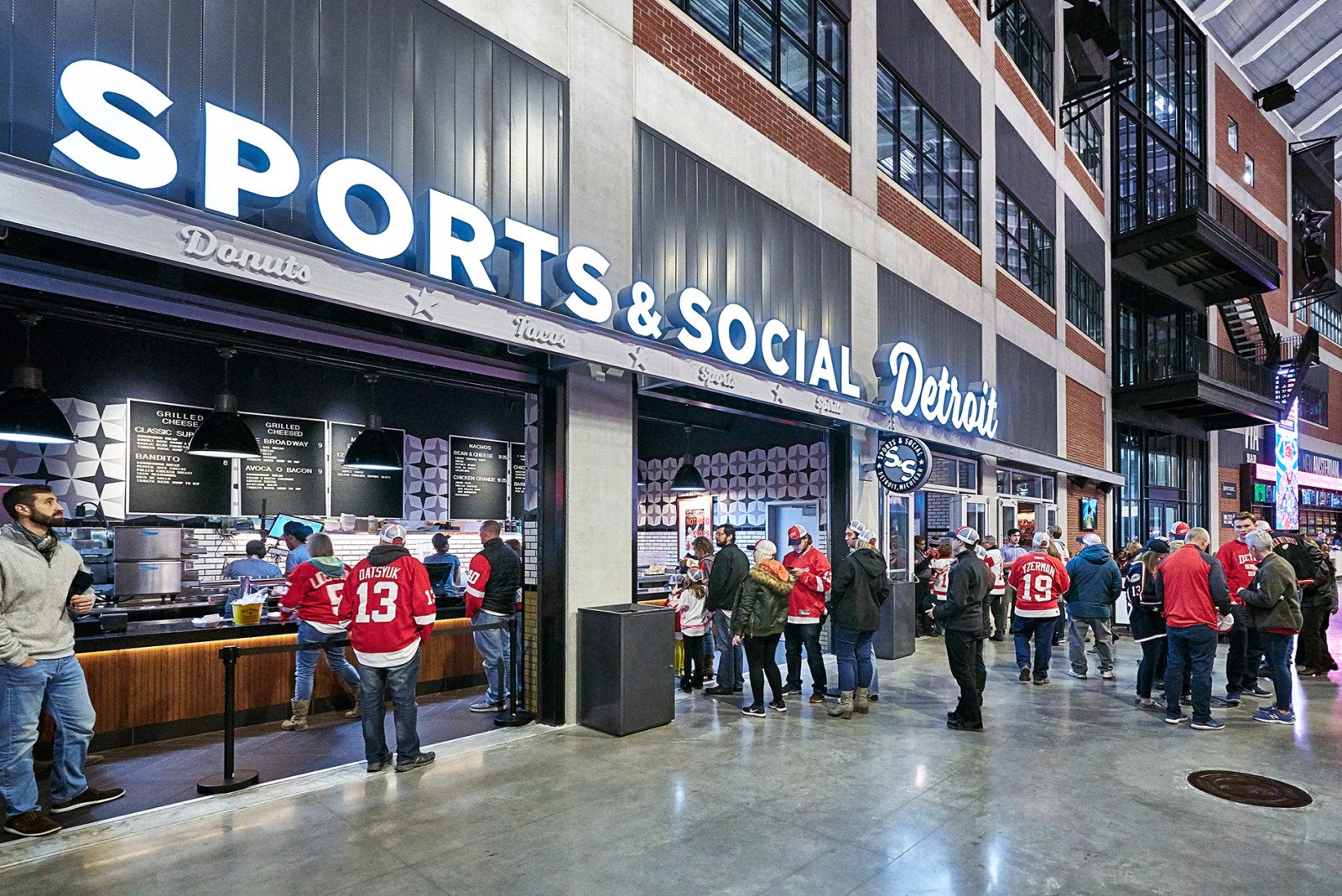 The retail design at the Detroit Pistons & Detroit Red Wings Team Store.