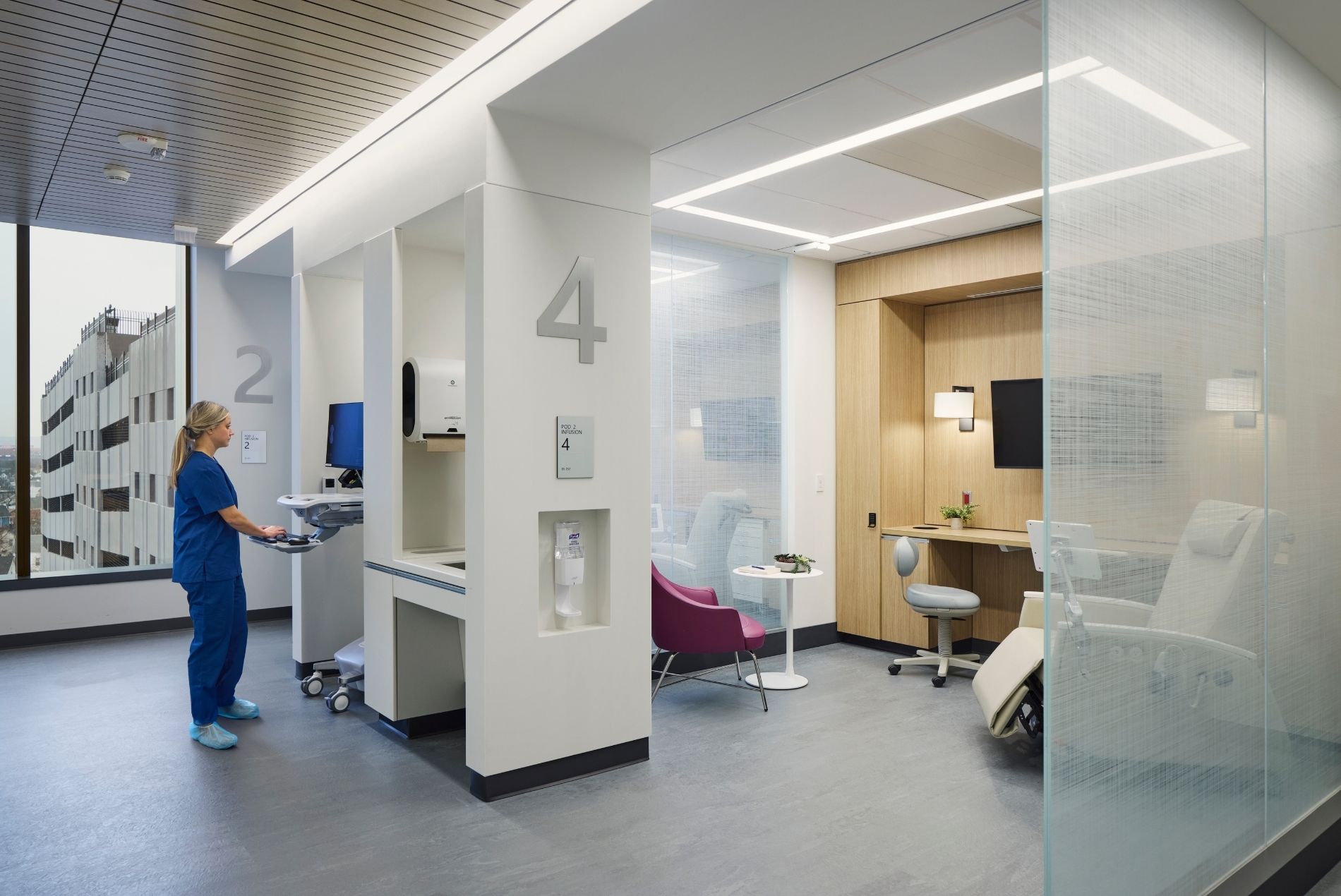 Jack & Sheryl Morris Cancer Center interior infusion pods