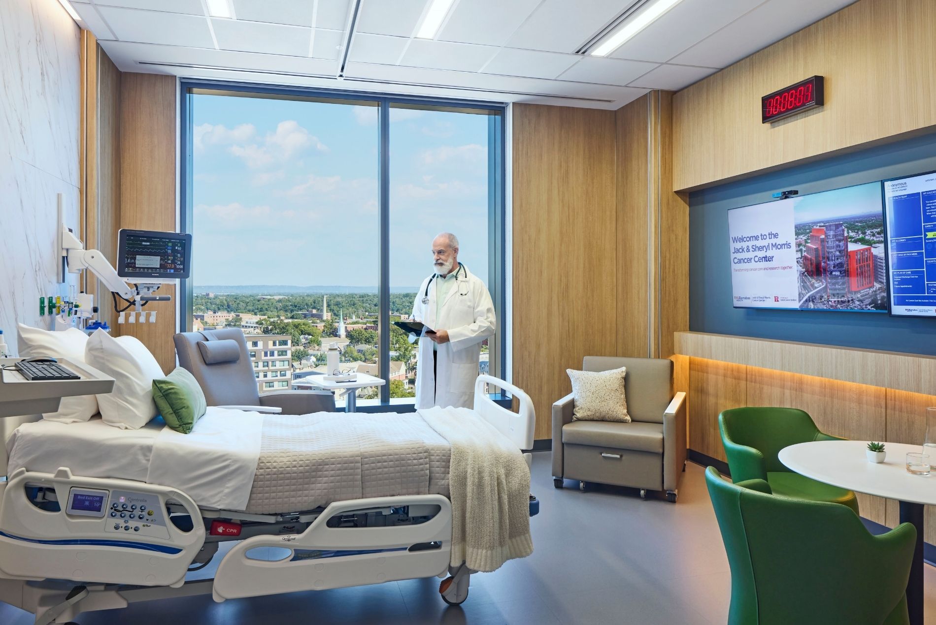 Jack & Sheryl Morris Cancer Center interior patient room