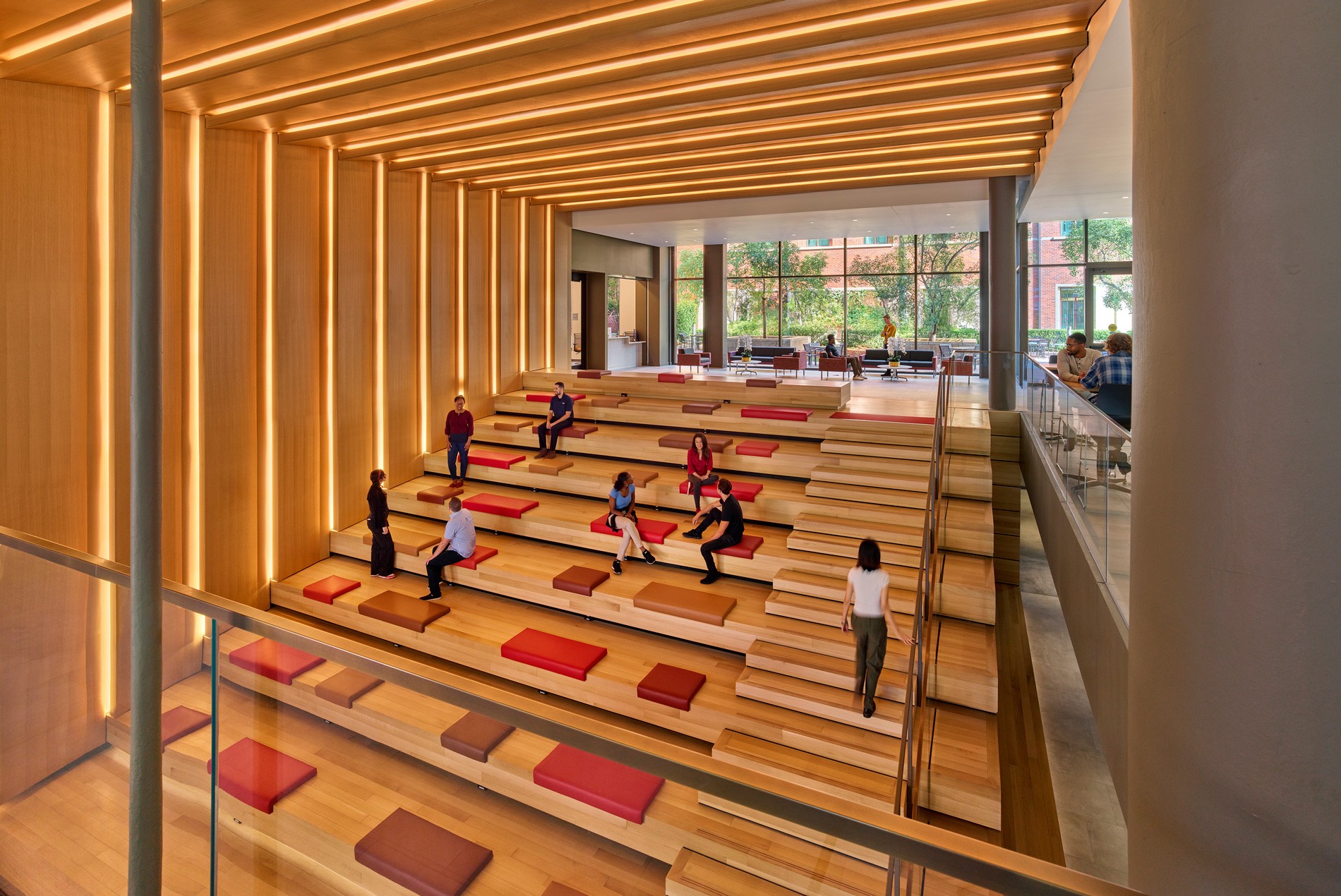 Central stairwell at the USC Viterbi School of Engineering Dr. Allen and Charlotte Ginsburg Human-Centered Computation Hall