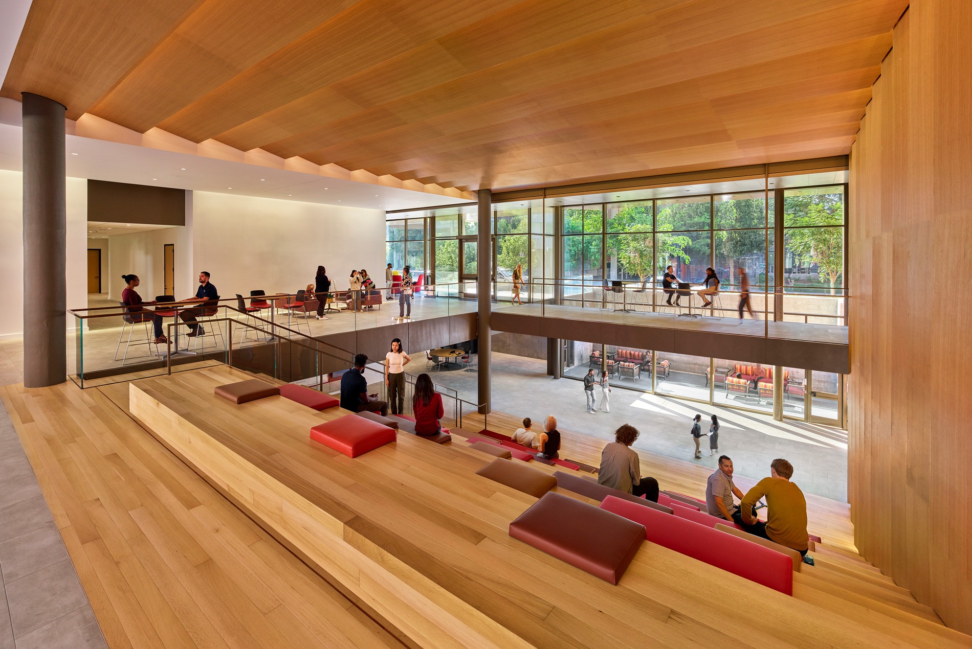 View from the top of central stairwell at USC Viterbi School of Engineering Dr. Allen and Charlotte Ginsburg Human-Centered Computation Hall