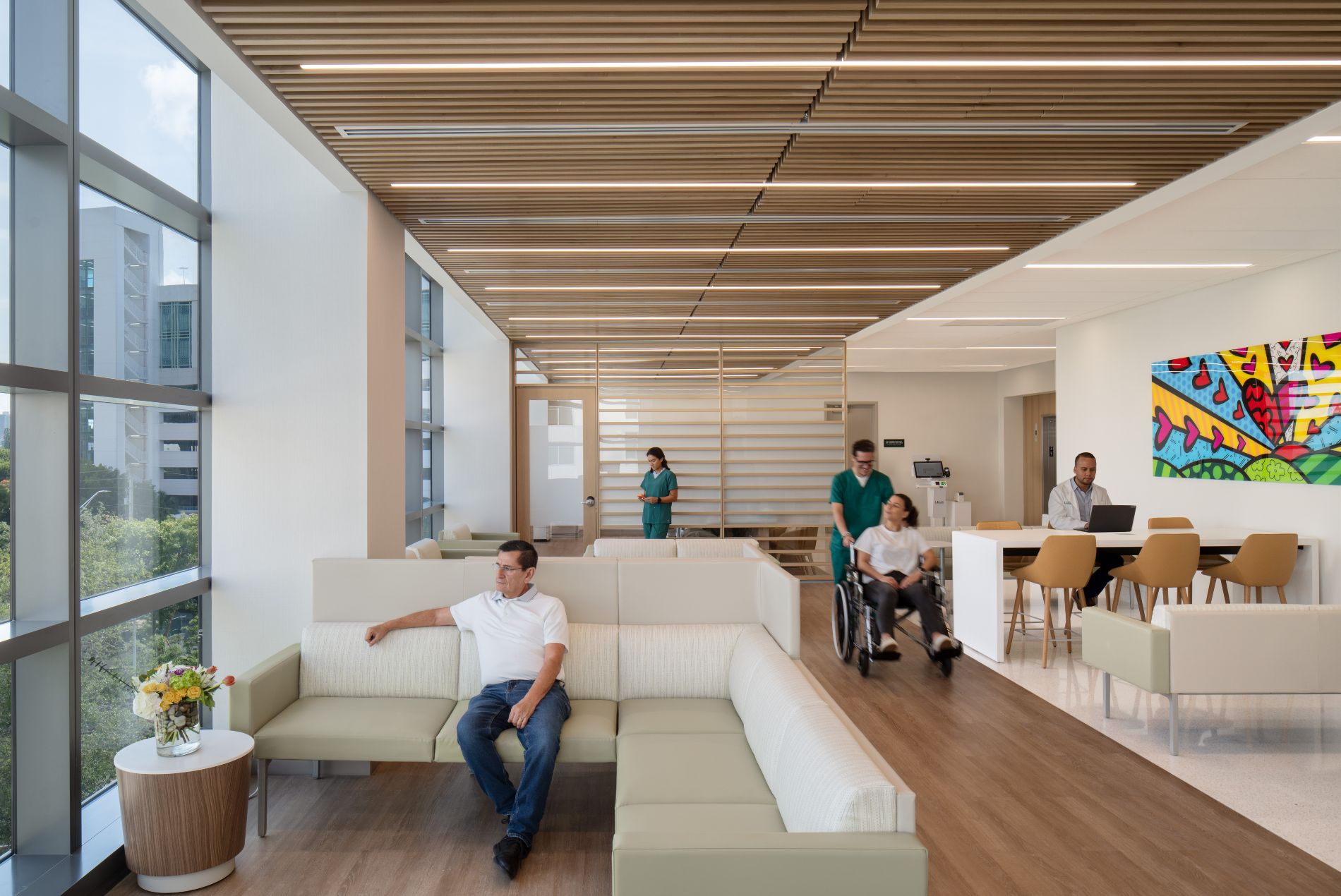 University of Miami Griffin Cancer Research Building interior infusion wing reception