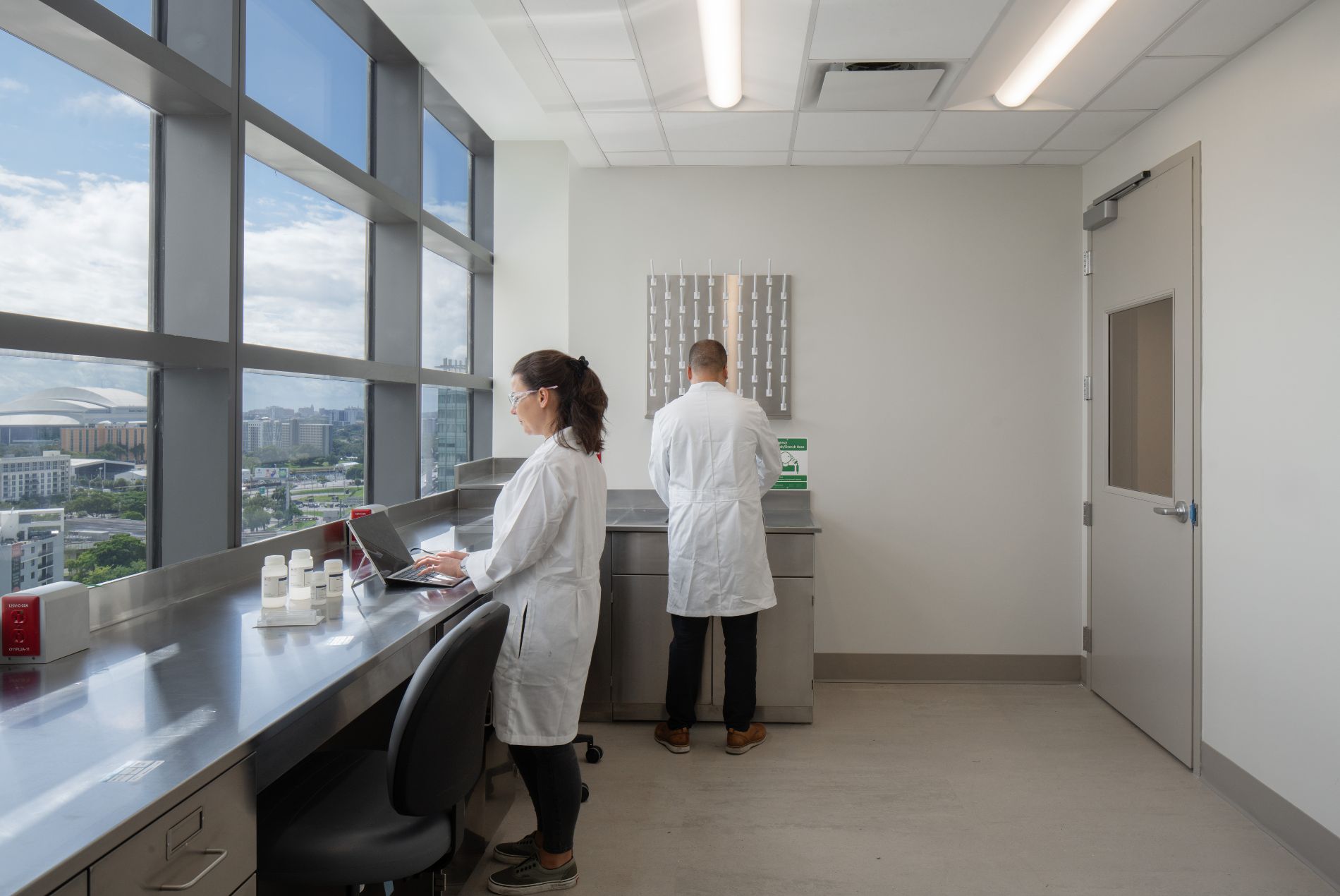 University of Miami Griffin Cancer Research Building interior lab with window