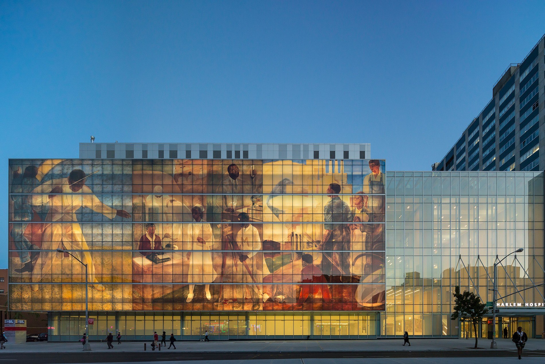 Harlem Hospital Modernization Mural Facade Dusk 1900 5 Human-Centered Strategies to Elevate Healthcare Design