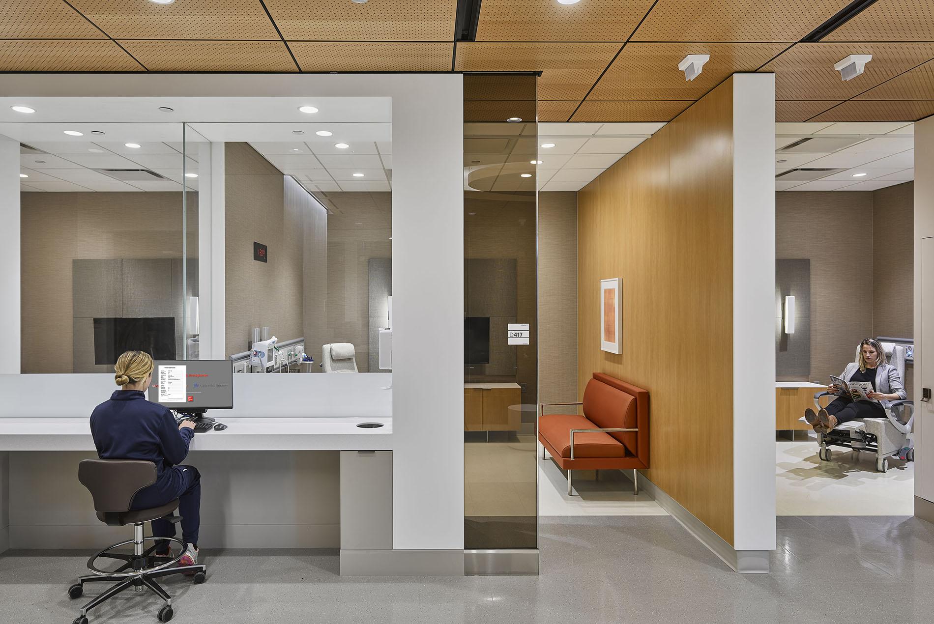 Staff areas and patient rooms at the NewYork-Presbyterian David H. Koch Center 