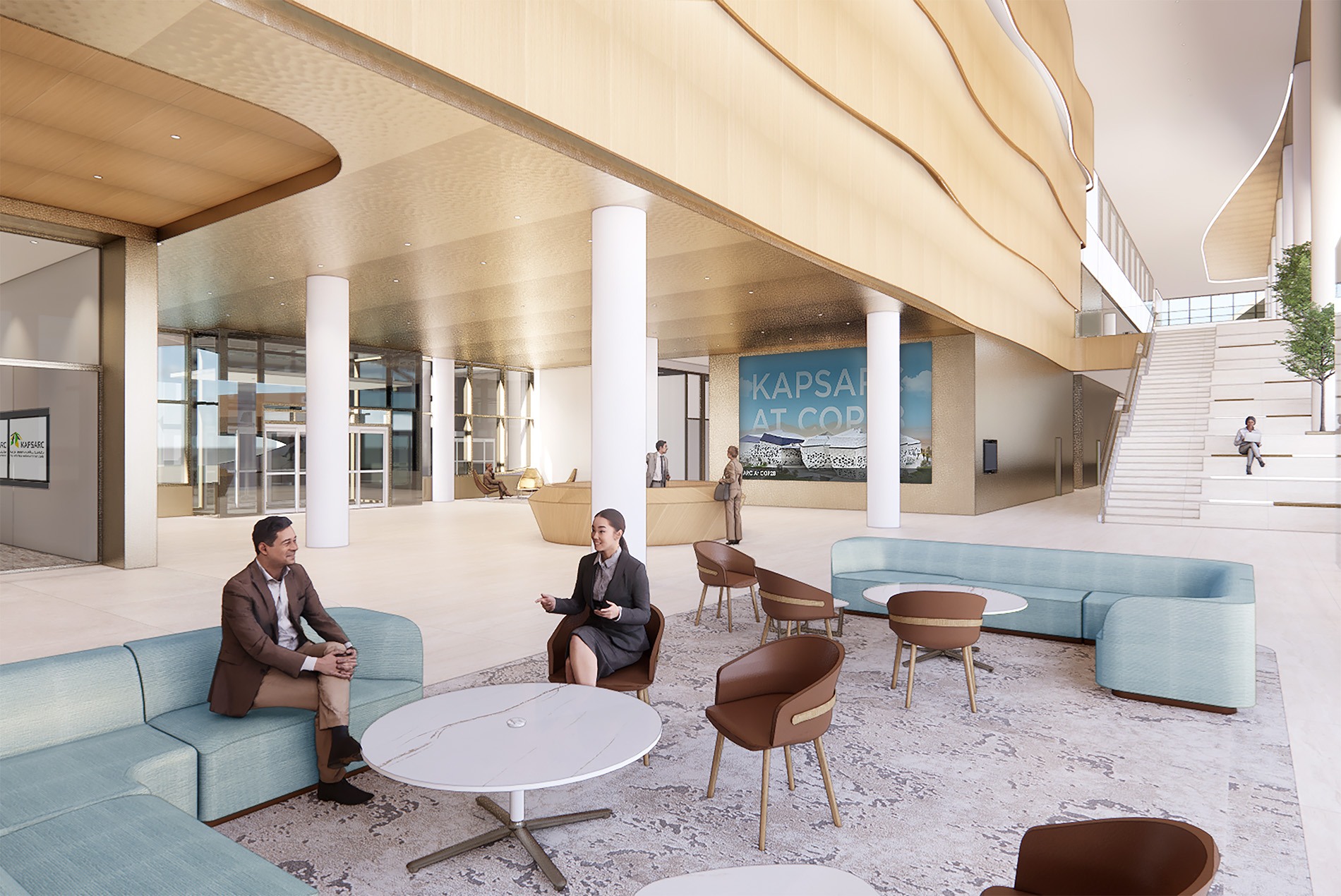 King Abdullah Petroleum Studies and Research Center School of Public Policy interior rendering with people