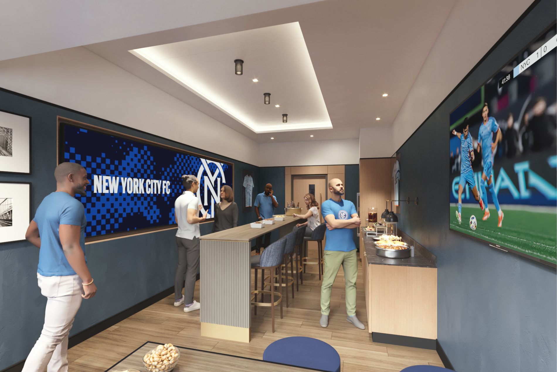 Premium club space rendering New York City FC's Etihad Park design by HOK