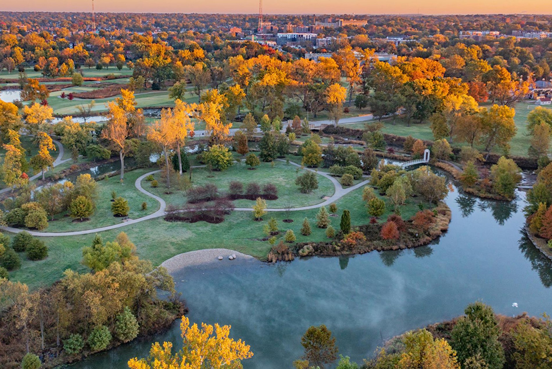 Image of Post-Dispatch Lake looking north at Forest Park.
