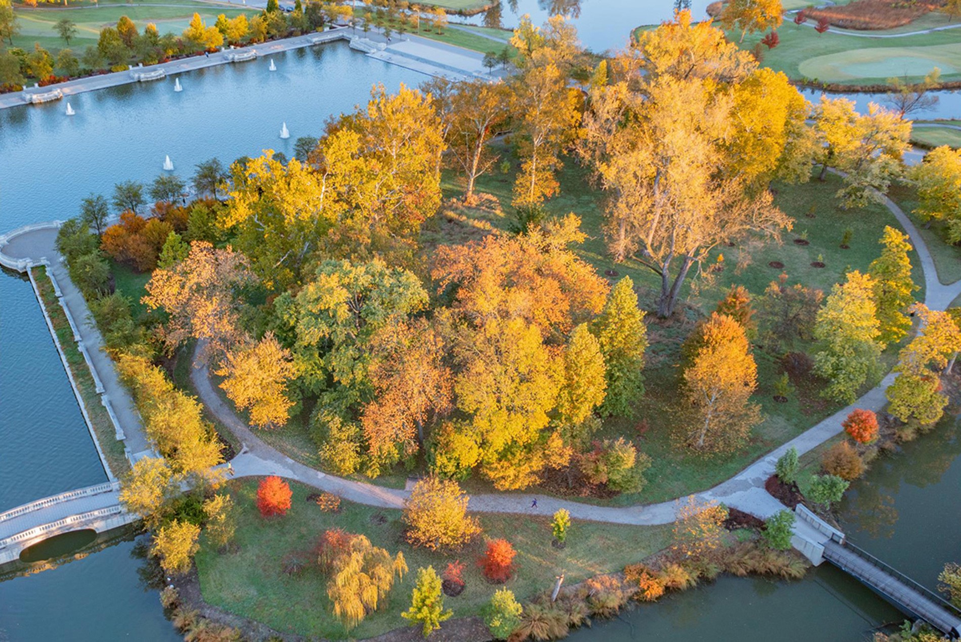 Greenery and the Grand Basin at Forest Park in St. Louis
