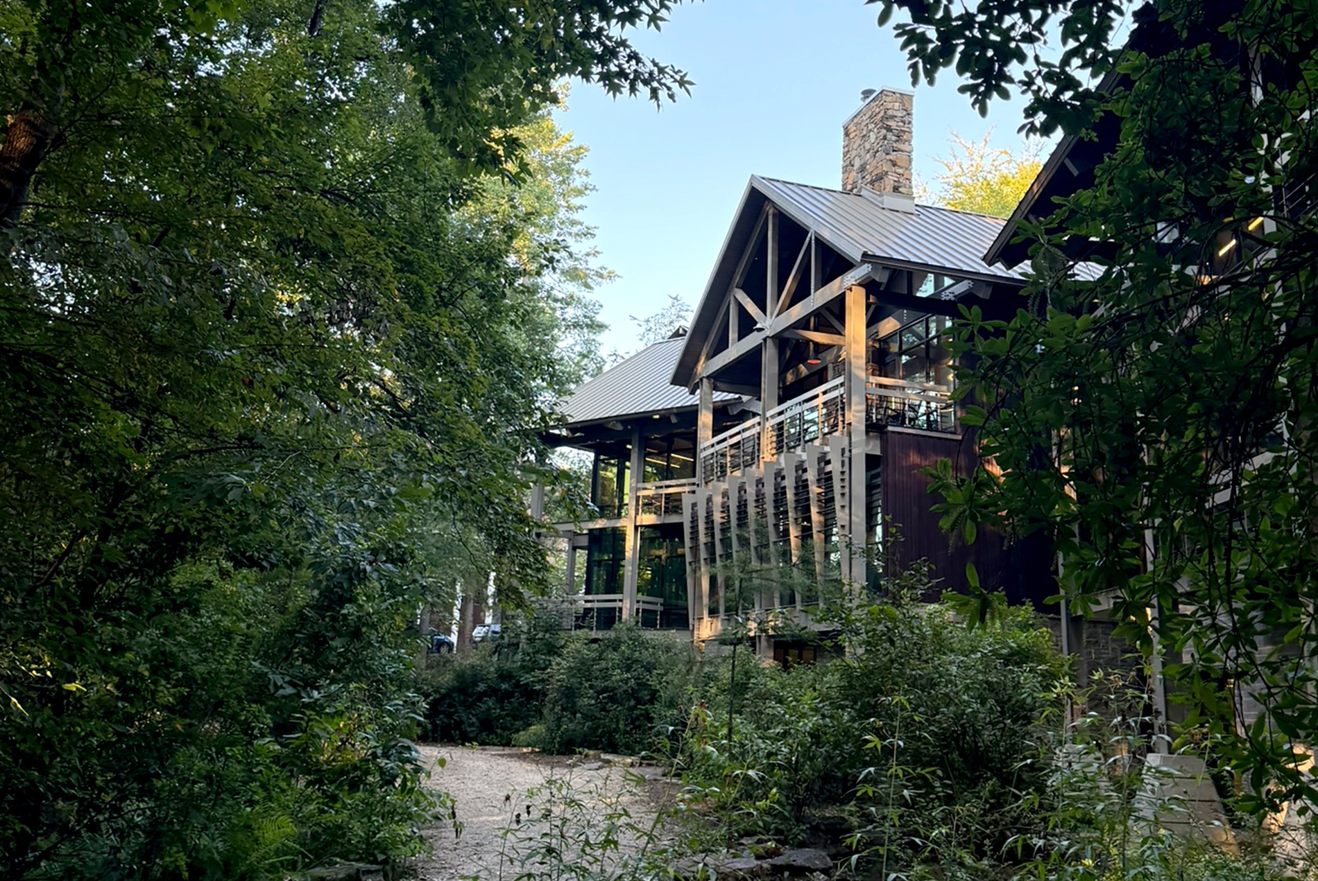 Exterior photo of Catawba College's Center for the Environment with surrounding trees