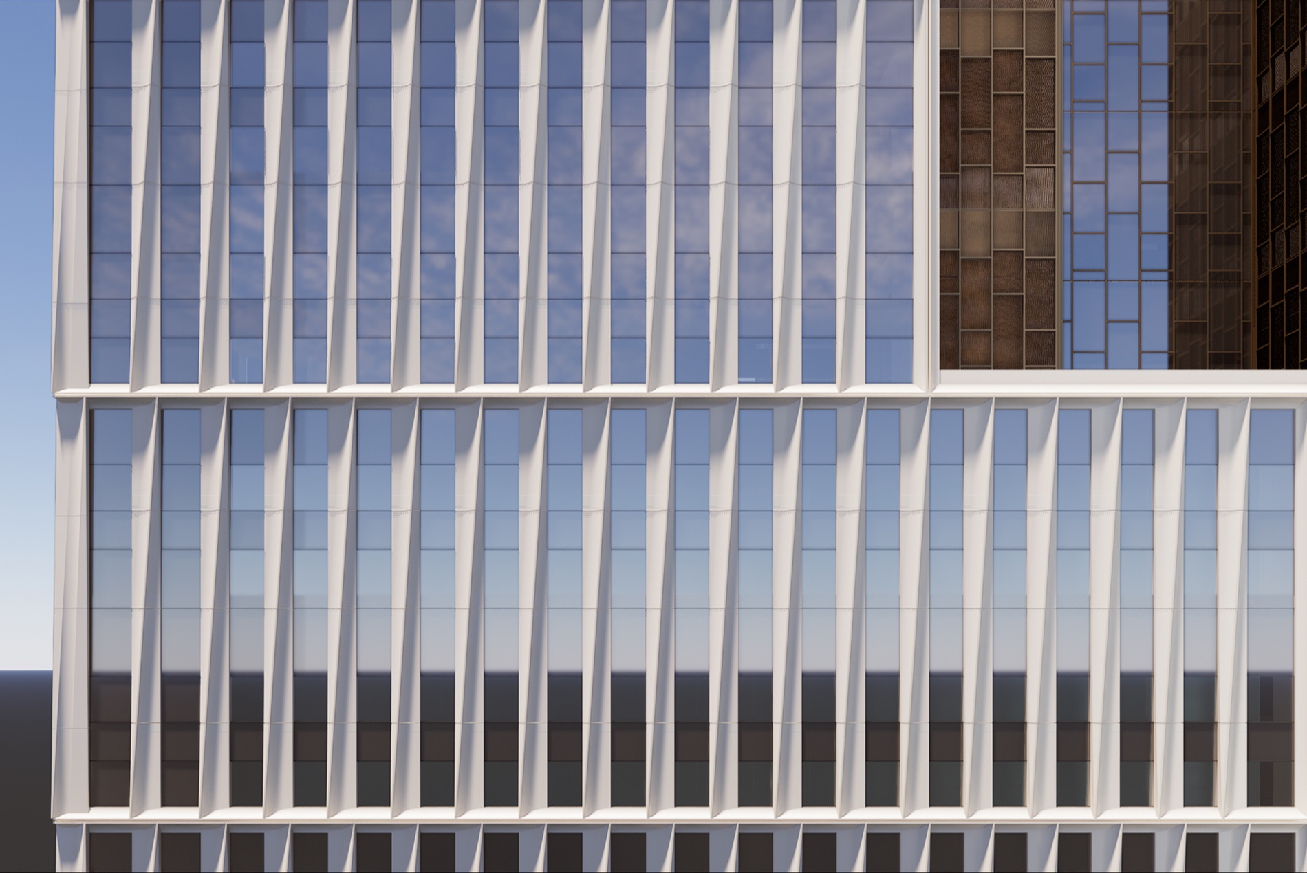 Rendering of the facade at the Borough Based Jails Brooklyn Facility designed by HOK