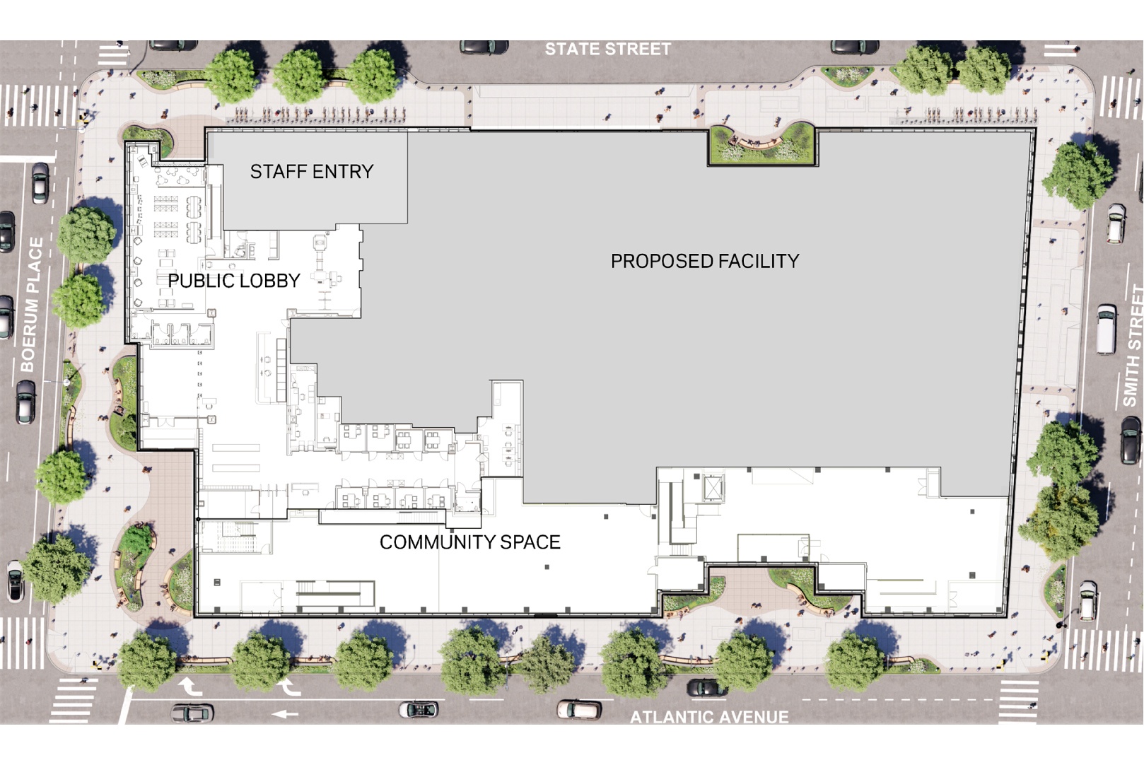 Site plan for the Borough Based Jails Brooklyn Facility designed by HOK