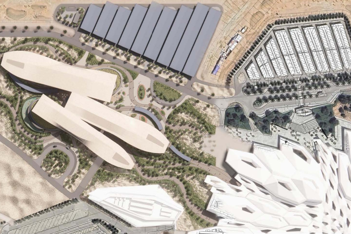 Roof and site diagram of the KAPSARC School of Public Policy Riyadh Saudi Arabia designed by HOK