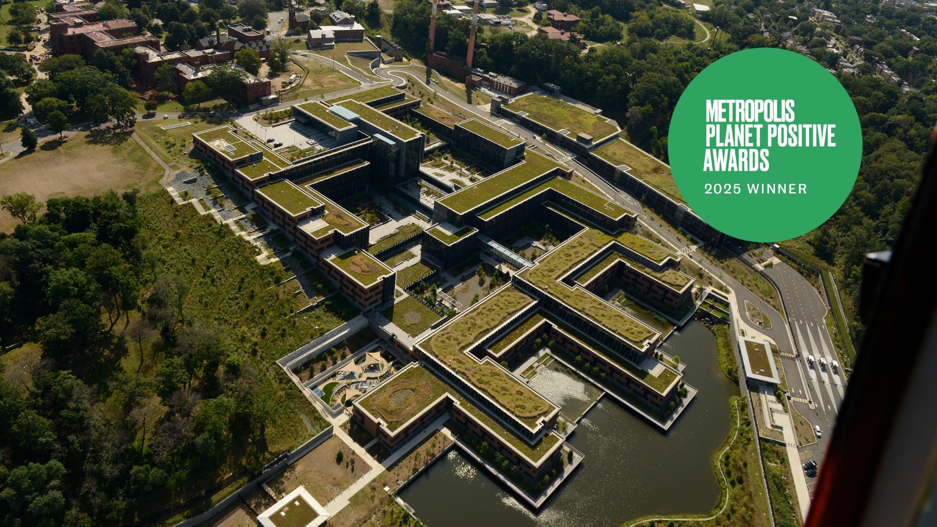 Aerial view of the HOK-designed U.S. Coast Guard Headquarters, a LEED Gold-certified project.