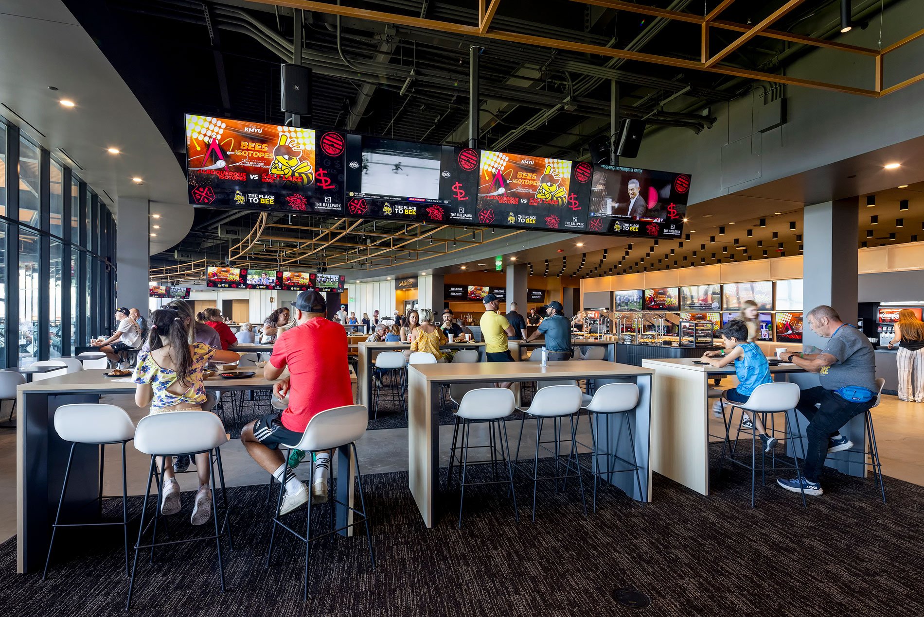 Fan concessions and amenities at The Ballpark at America First Square, home of the MiLB Salt Lake Bees.