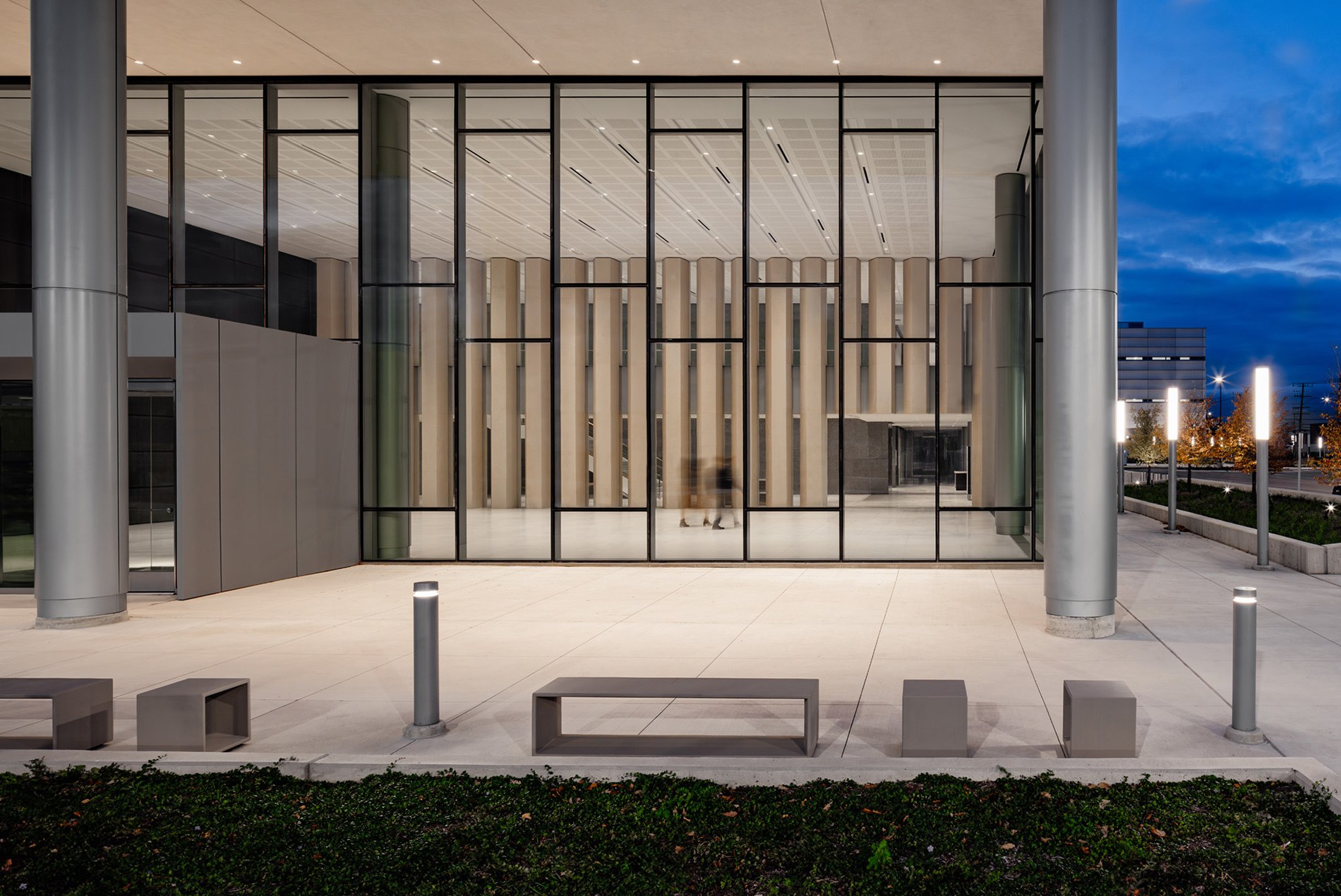 Civic porch looking into the Wayne County Justice Center Detroit Michigan HOK