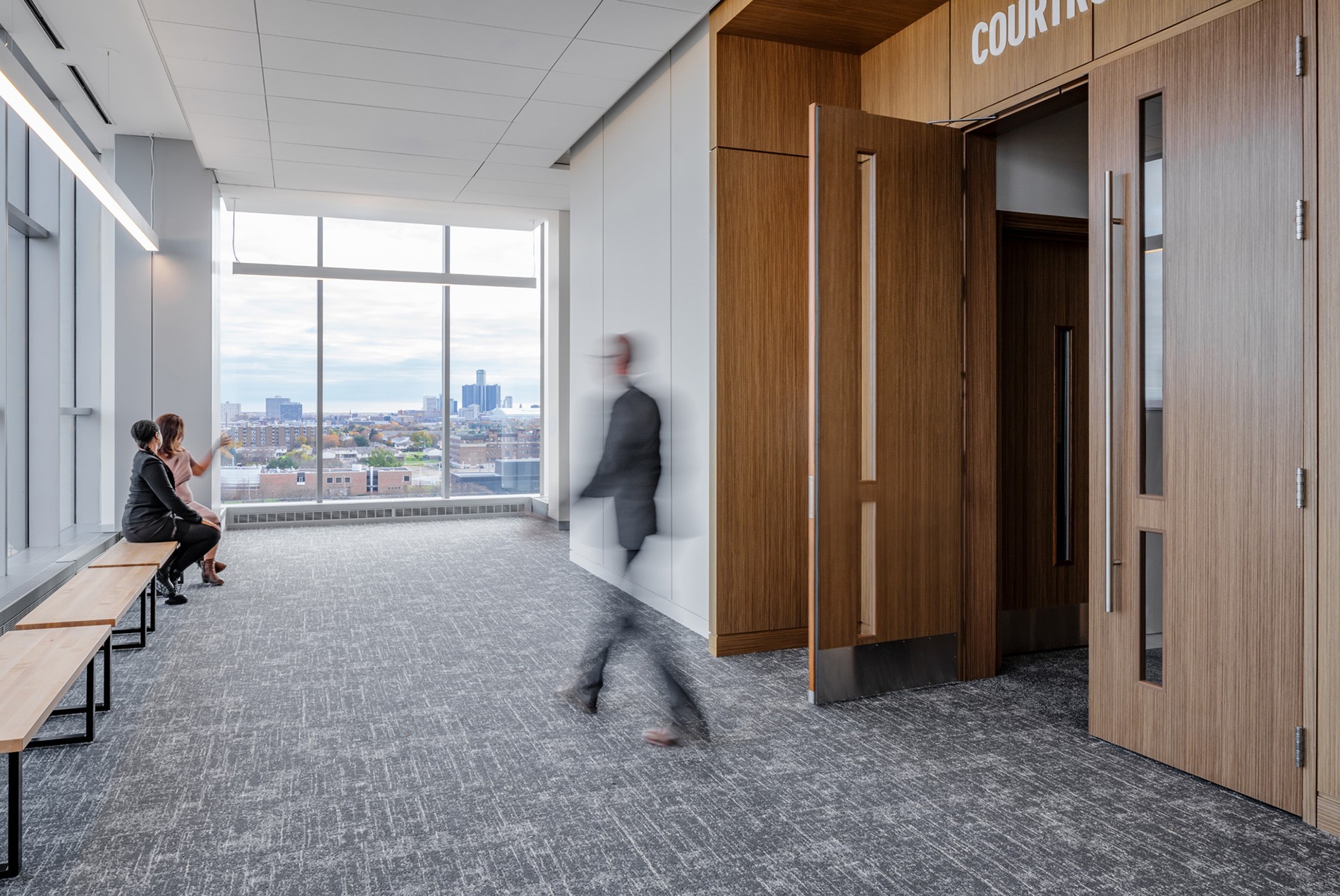 Public gallery within the Wayne County Justice Center Detroit Michigan HOK