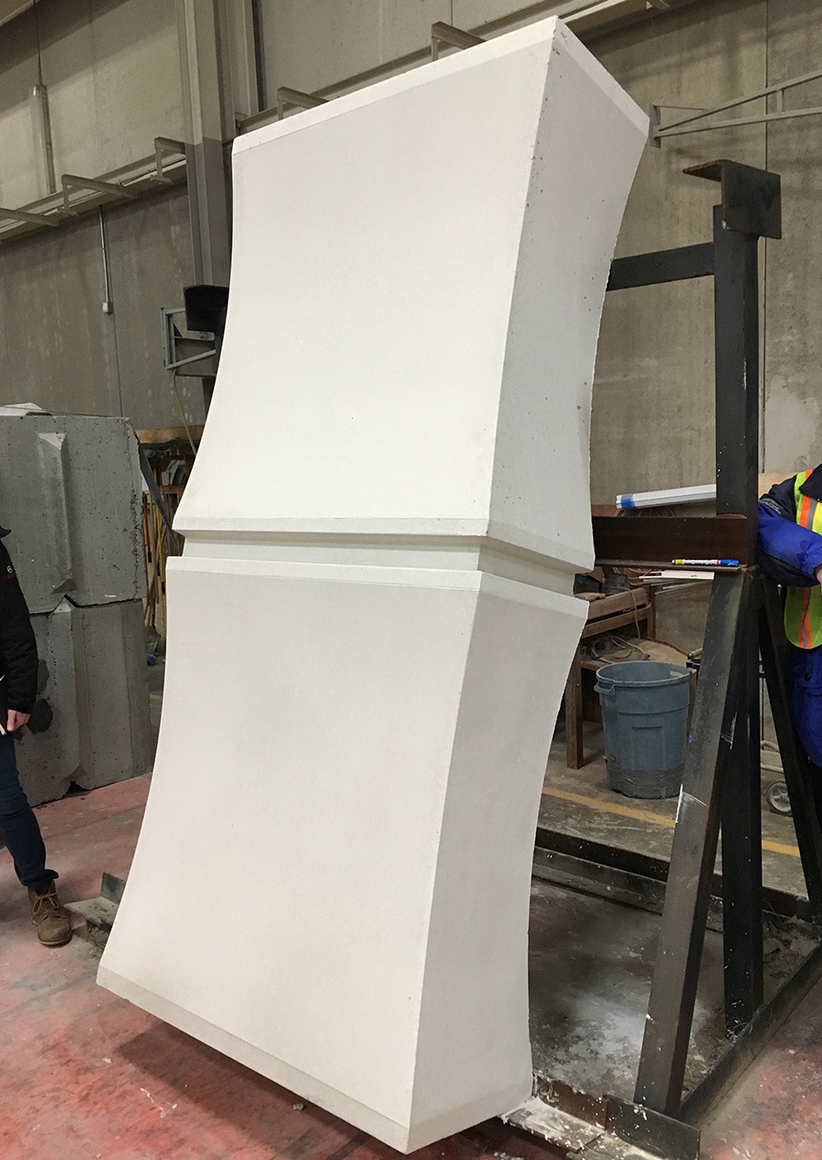 A scalloped precast panel mockup for the Wayne county justice center Detroit Michigan precast facade HOK