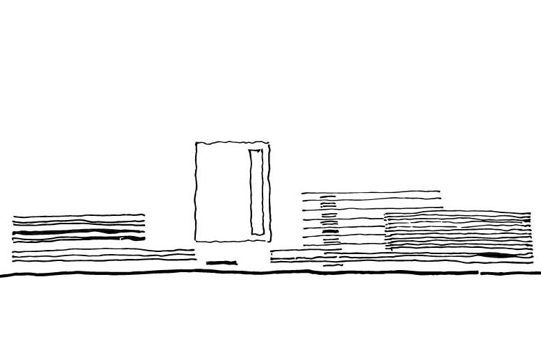 Concept sketch of the Wayne County Justice Center HOK sketch Detroit