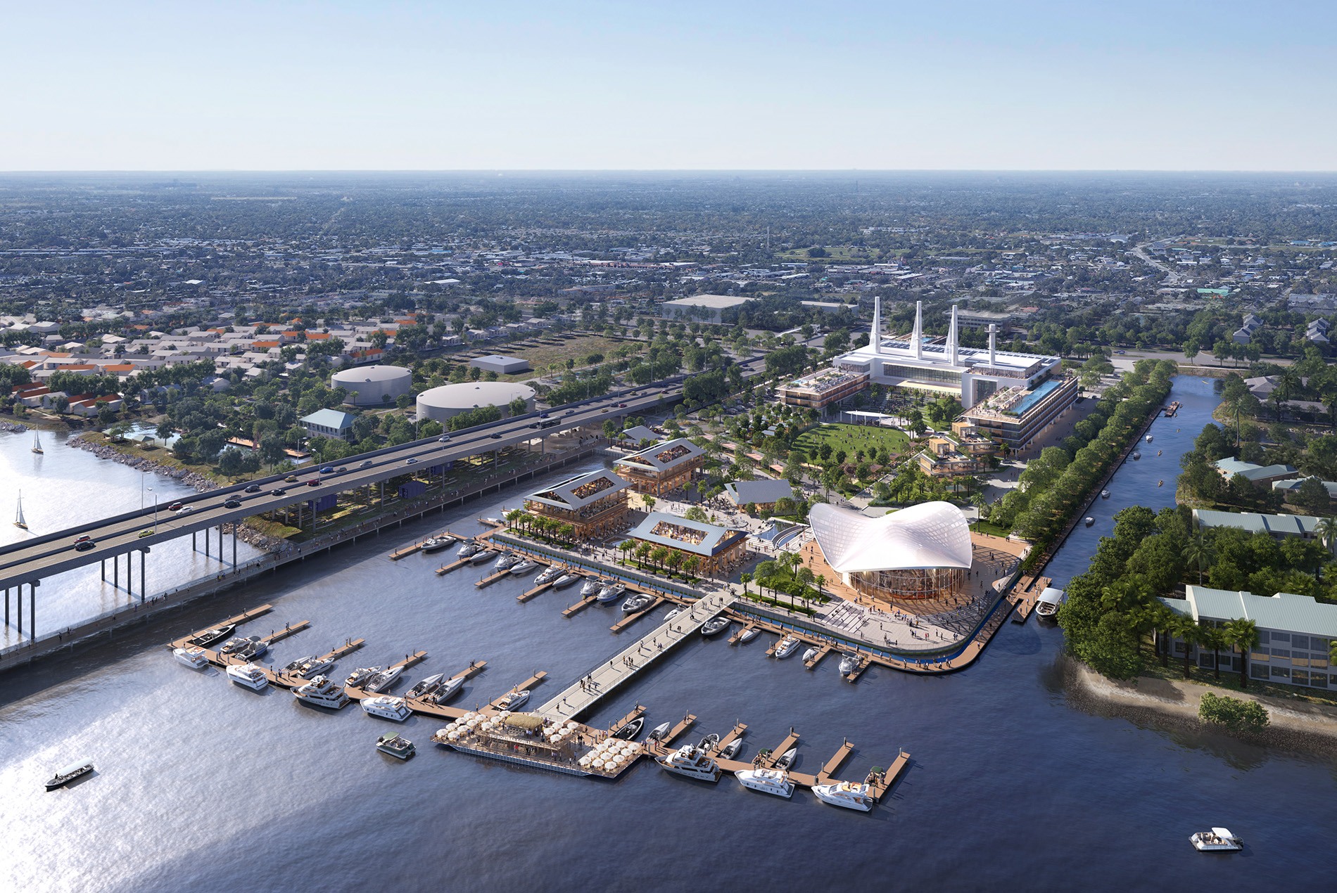 Daytime aerial of Big Blue @ Three Corners Vero Beach design by HOK