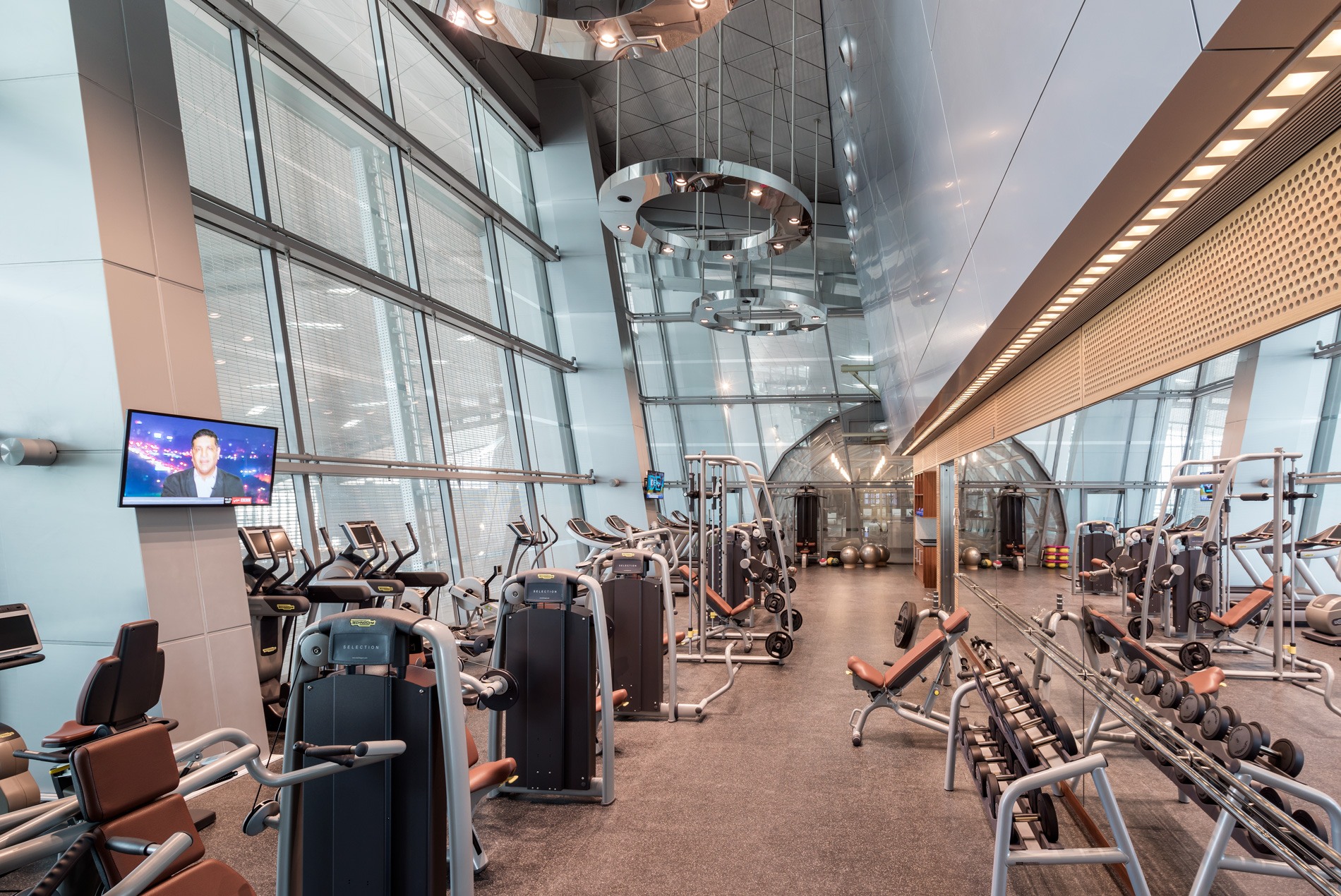 Fitness center at Hamad International Airport designed by HOK