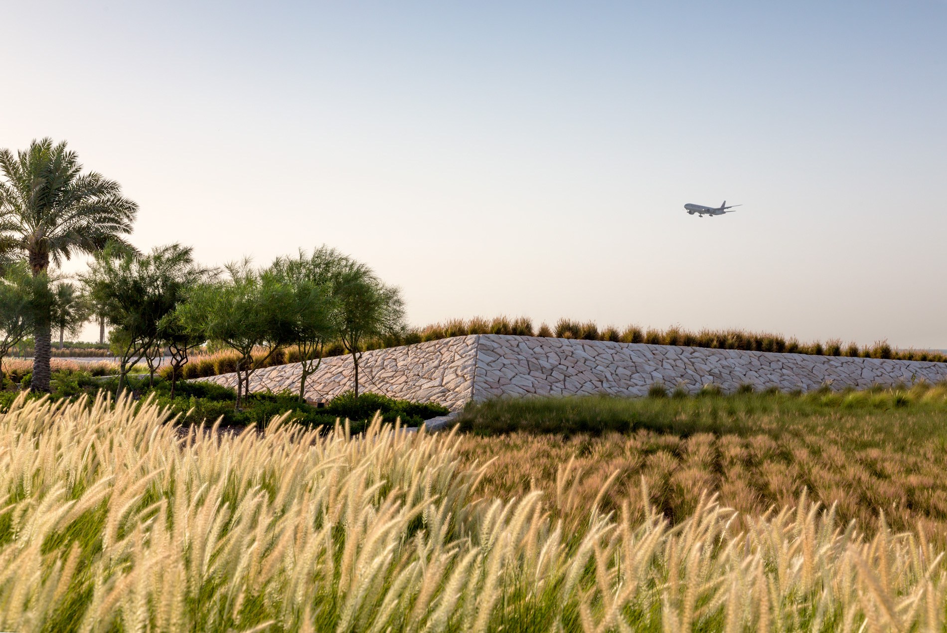 HOK-designed landscape architecture at the Hamad International Airport campus in Qatar
