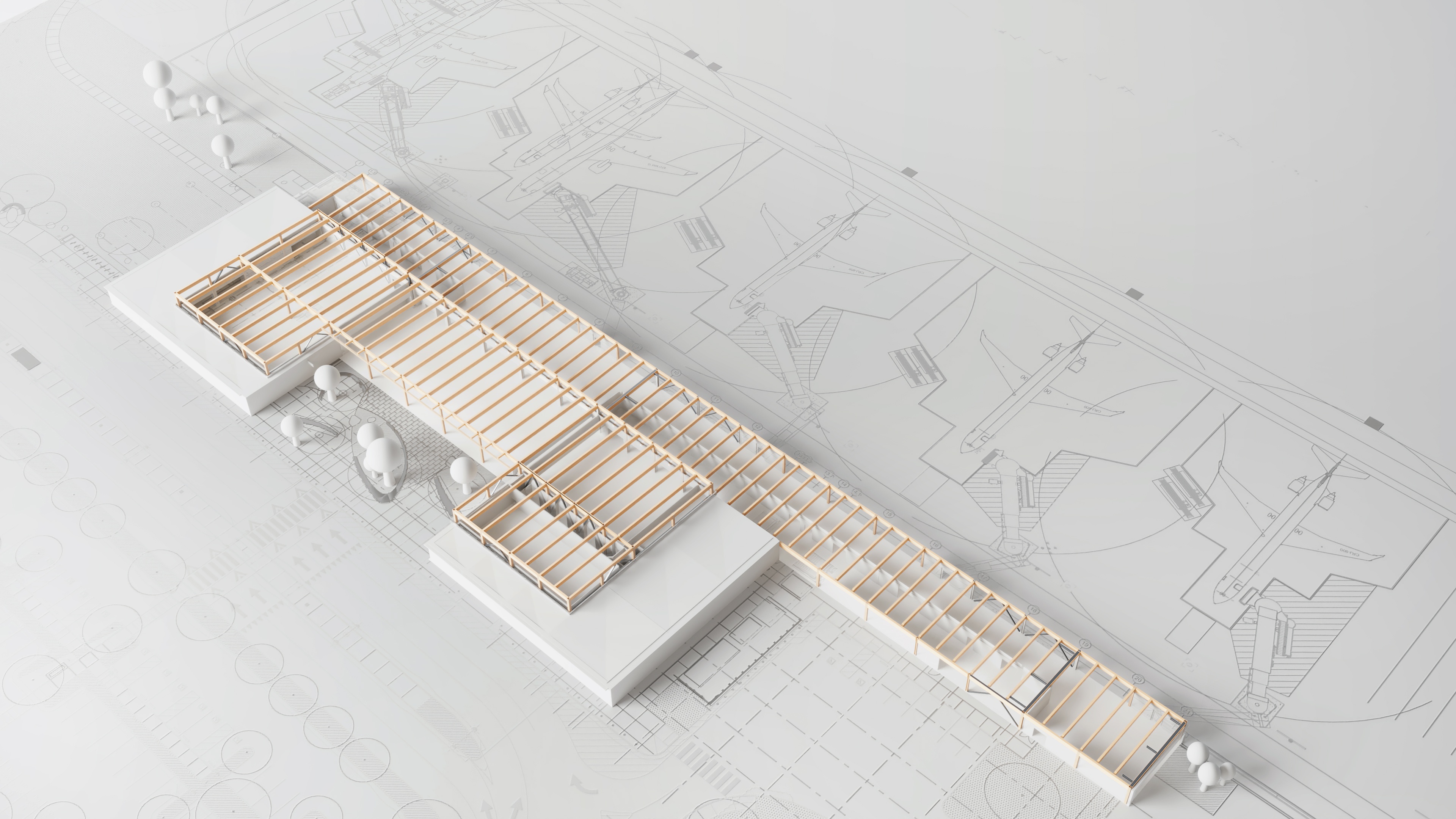 Physical model of the new Monterey Airport design by HOK