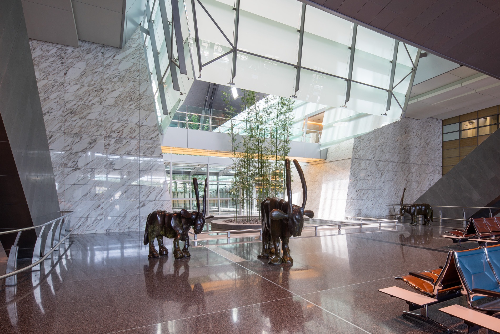 Artwork at the HOK-designed Hamad International Airport in Qatar