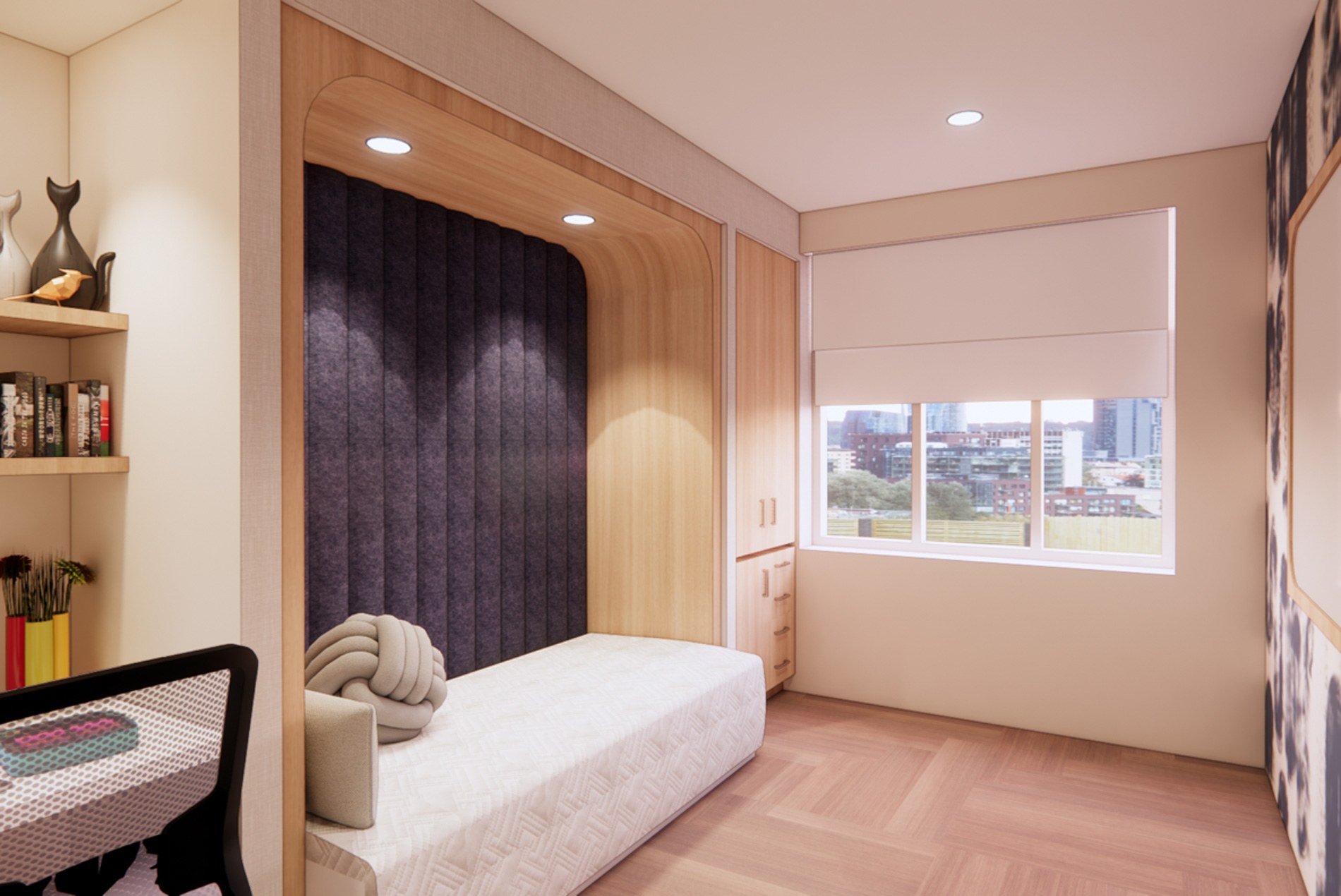 Patient room at the Laureate Psychiatric Clinic and Hospital for Saint Francis Health System in Oklahoma.