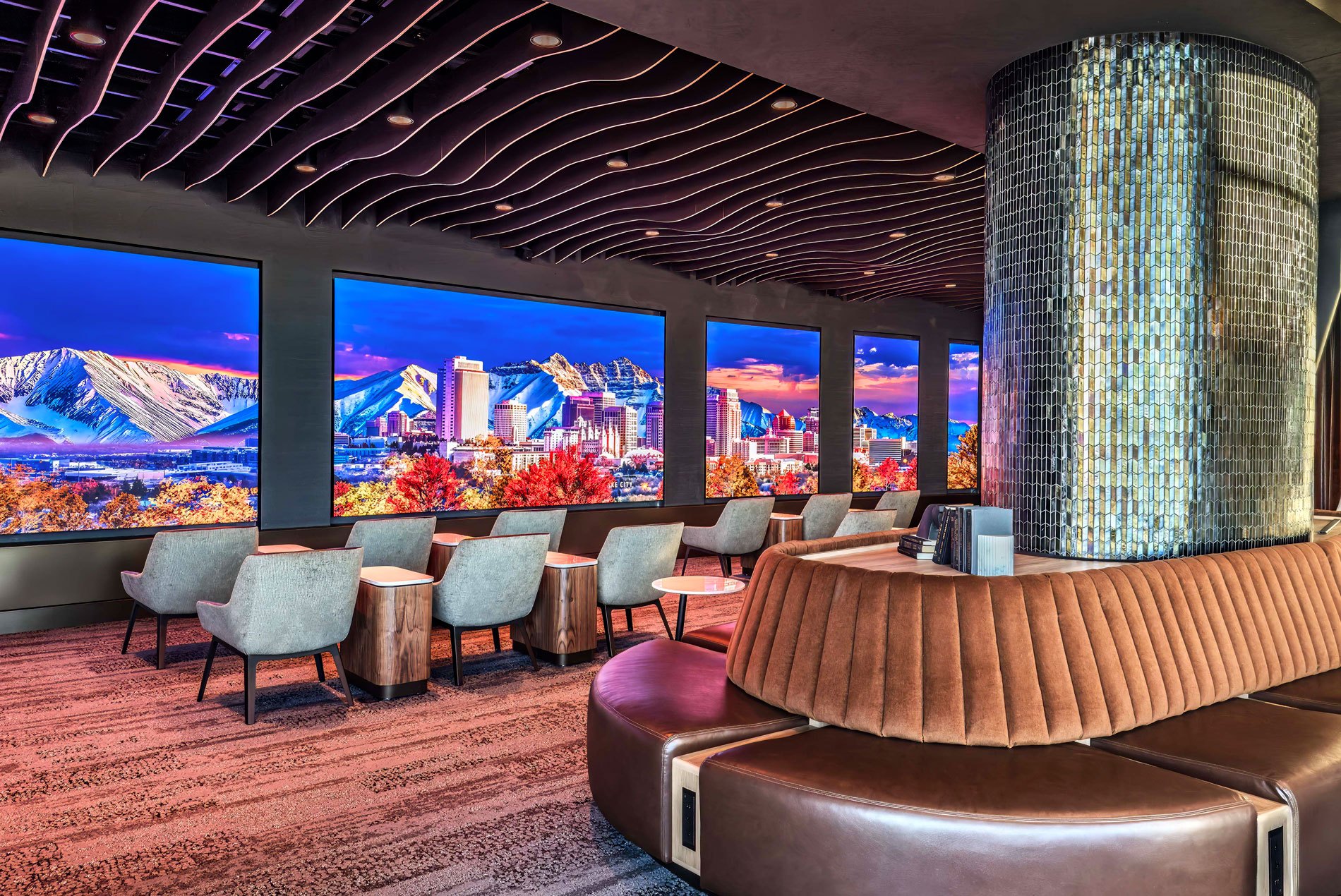 The signature immersion lounge-a Delta first-in the new Delta Sky Club in Salt Lake City International Airport's concourse B.