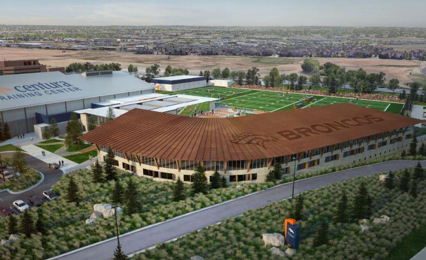 rendering of the Denver Bronco's new headquarters and training facility in Englewood, Colorado