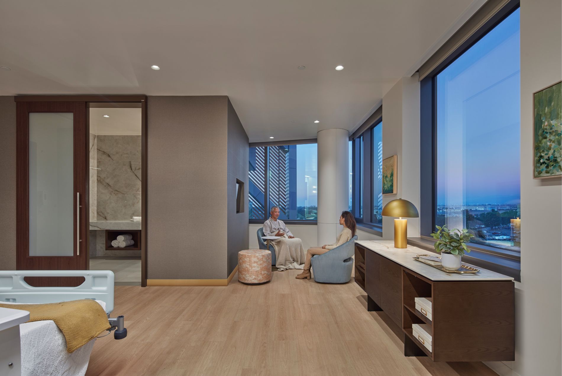 City of Hope Orange County interior patient room seating