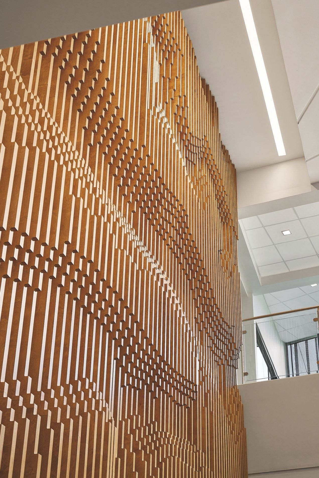 Clemson Advanced Materials Innovation Complex interior atrium feature wall