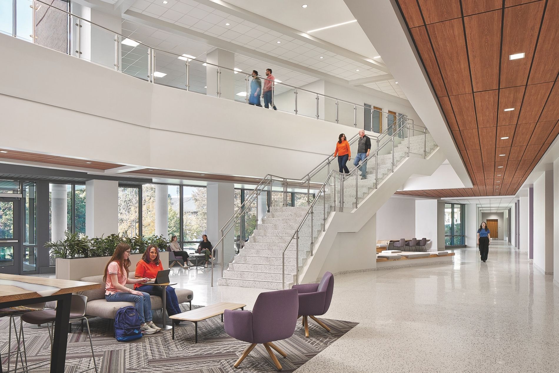Clemson Advanced Materials Innovation Complex interior atrium stair
