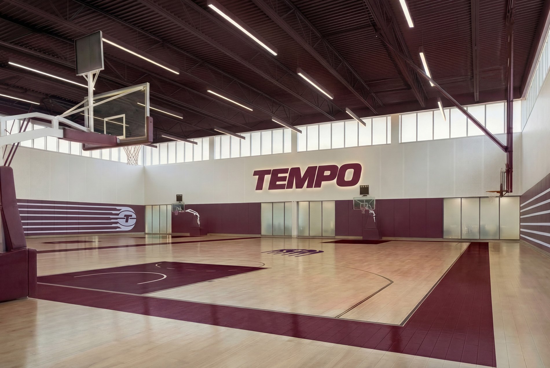 Toronto Tempo Performance Centre basketball practice courts, designed by HOK.