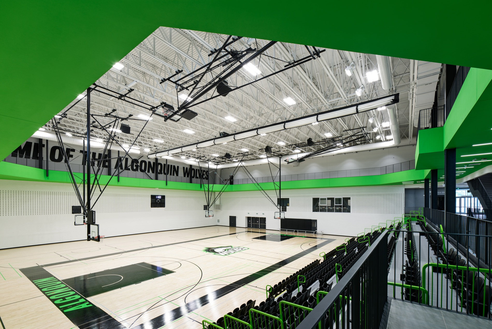 Basketball court at the HOK-designed Algonquin College Jack Doyle Athletics & Recreation Centre