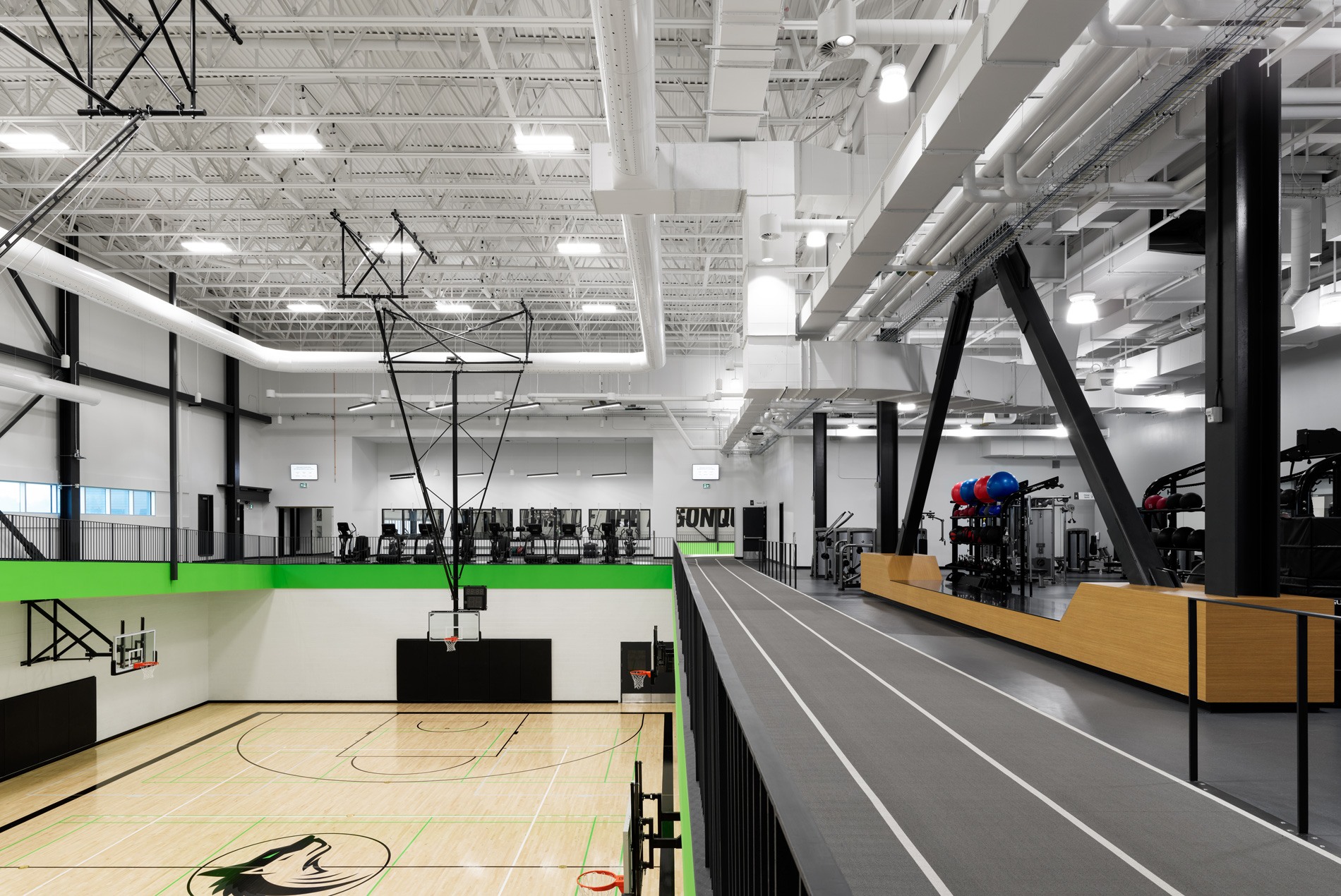 Basketball court at the HOK-designed Algonquin College Jack Doyle Athletics & Recreation Centre