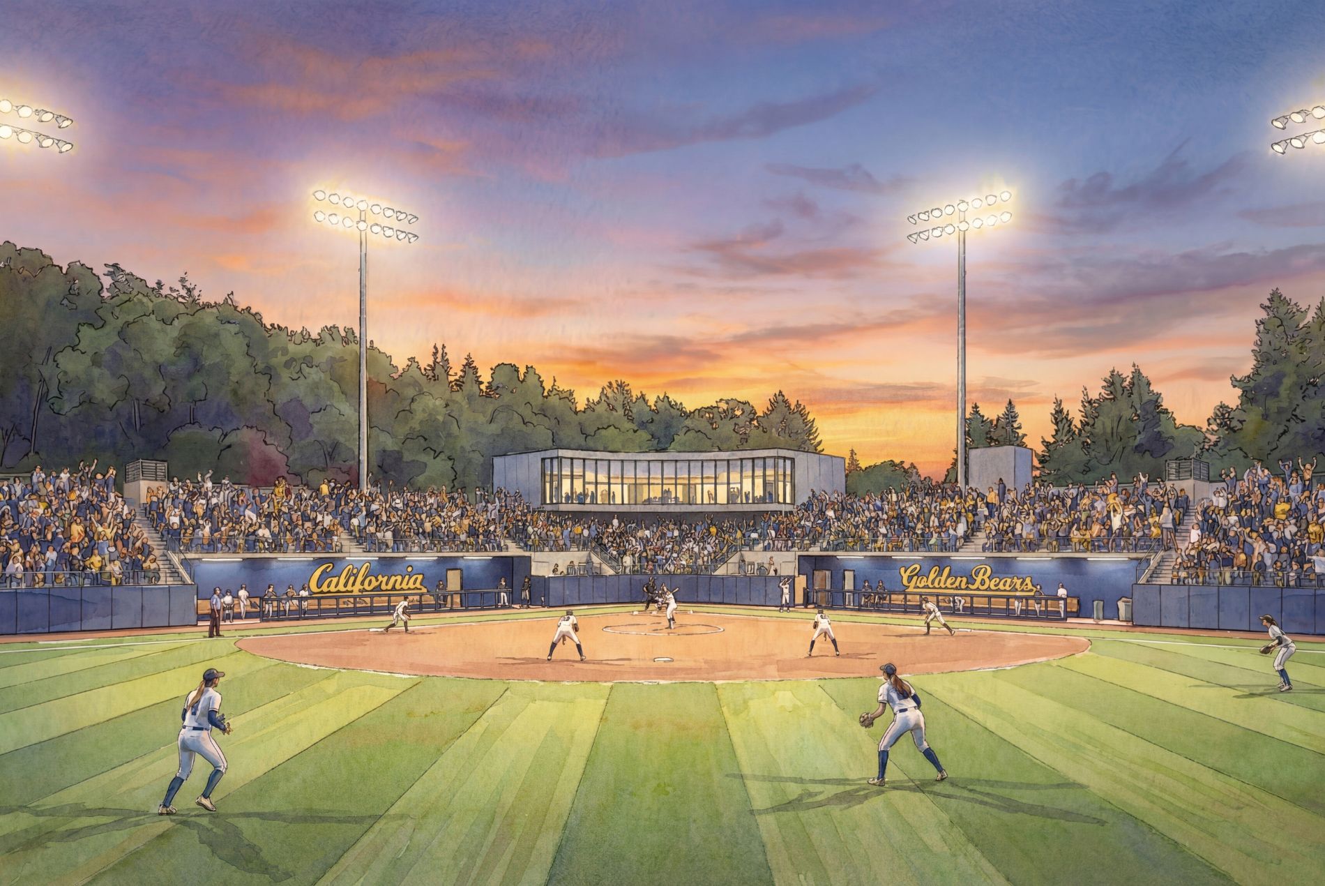 University of California Berkeley Cal Softball Field Renovation seating bowl exterior render
