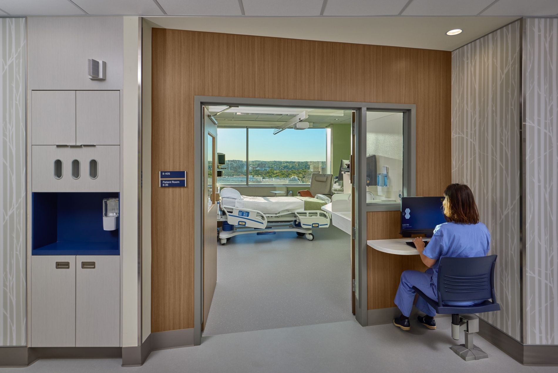 University Of Michigan Medicine D. Dan And Betty Kahn Health Care Pavilion Interior Inpatient Unit With Decentralized Nurse Workstation