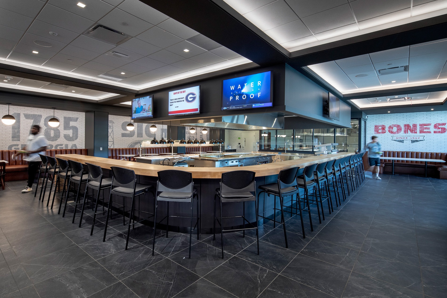 Cafe at the University of Georgia Butts-Mehre Heritage Hall football training facility expansion designed by HOK