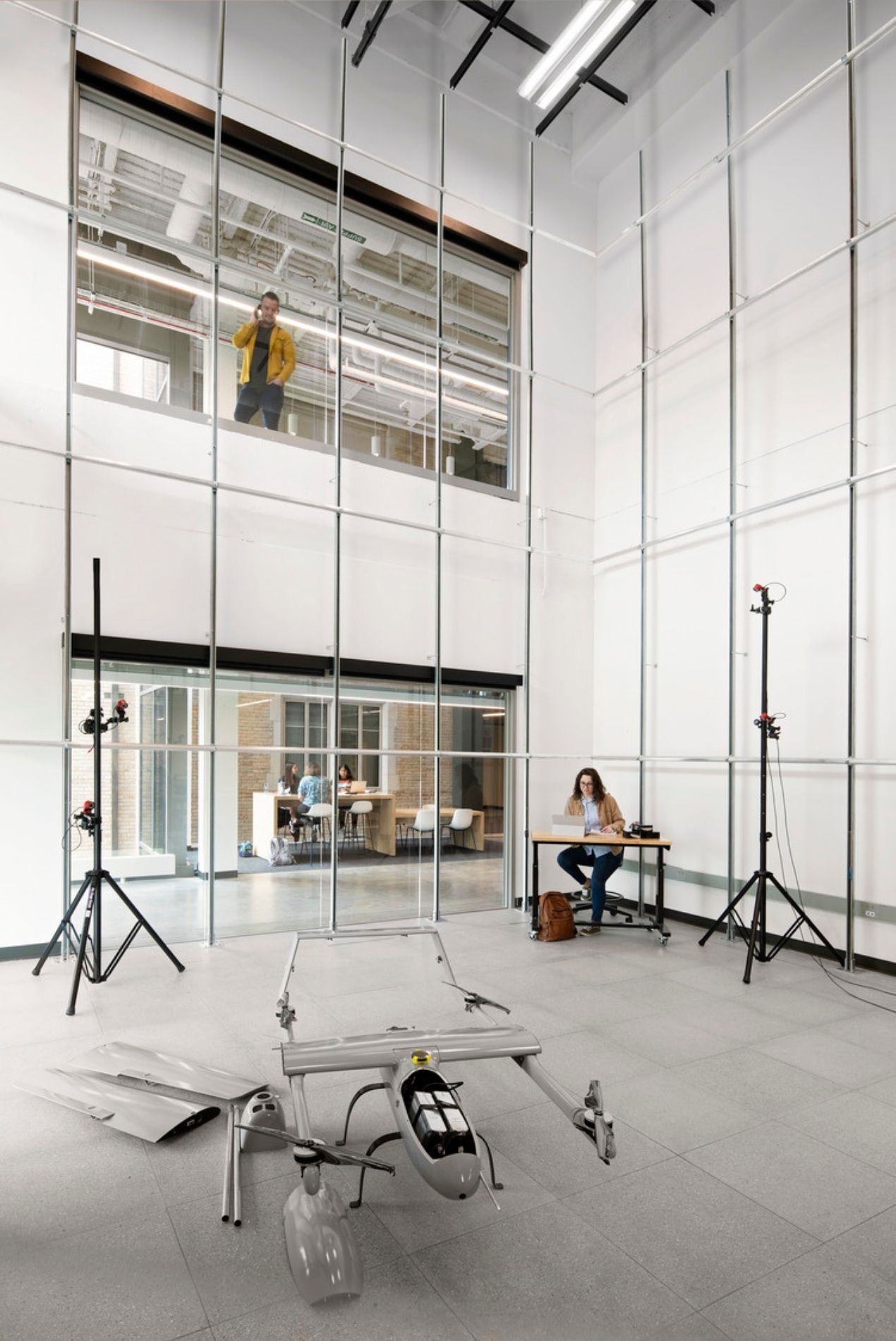 UMKC Robert W. Plaster Free Enterprise and Research Center interior drone aviary