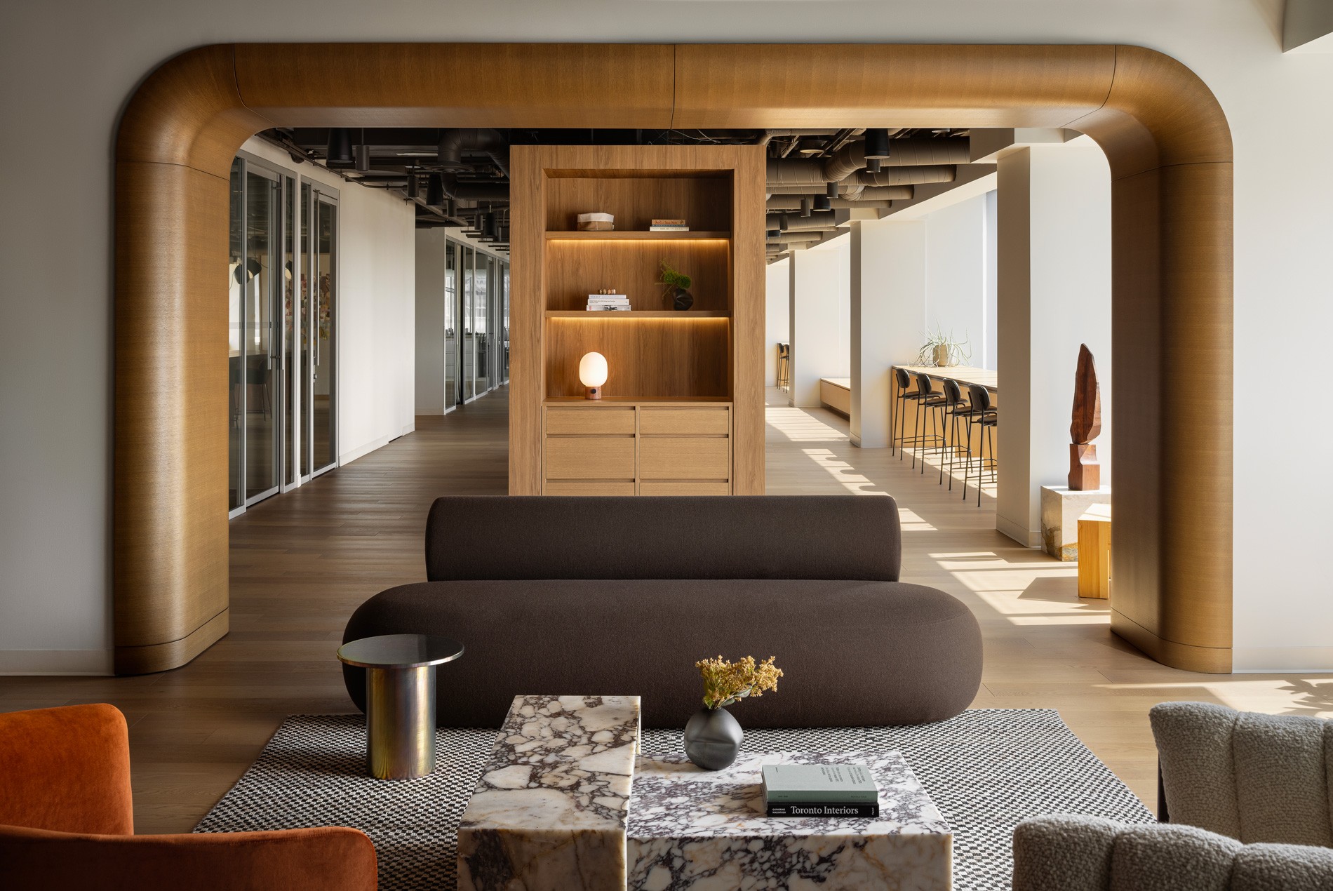Lounge space and hallway to offices at HOK's Toronto studio