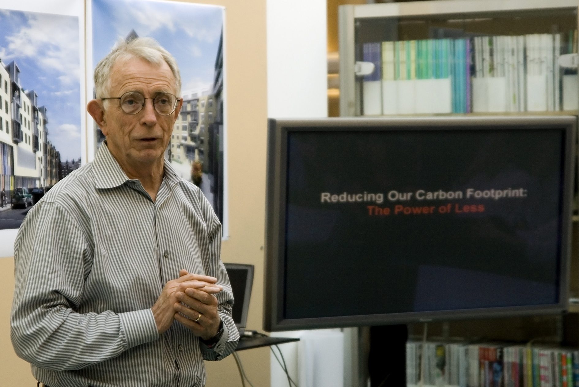Bill Valentine presenting “The Power of Less” at HOK's London studio in 2010, in support of sustainable design and reducing our carbon footprint.