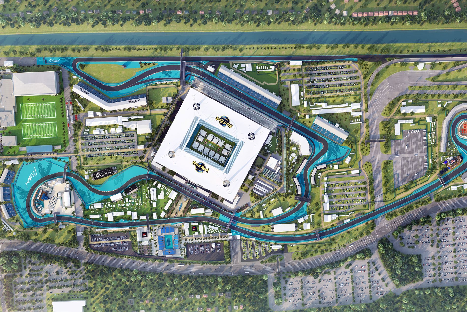 Miami F1 Grand Prix aerial rendering