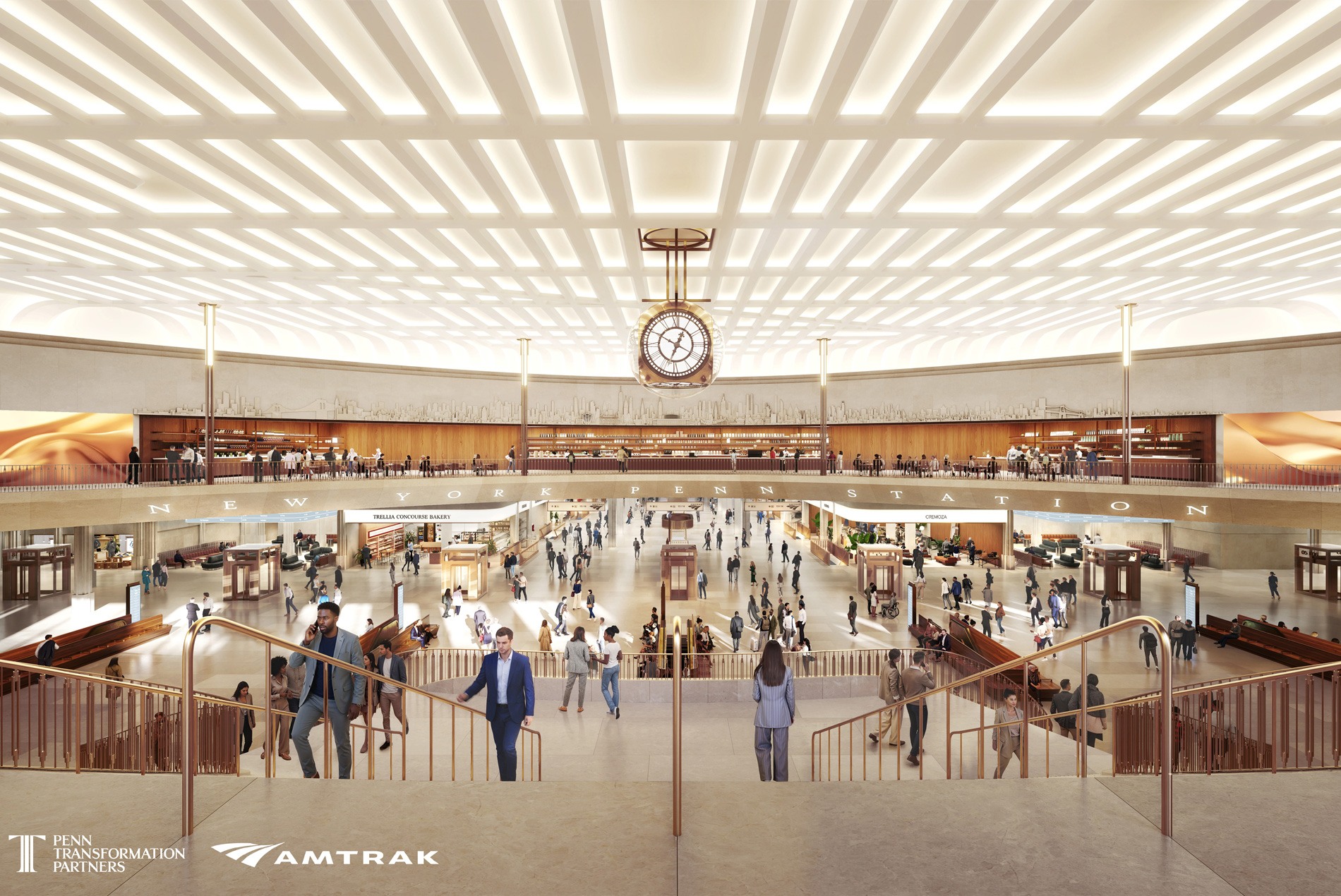 Penn Station transformation rendering interior train hall
