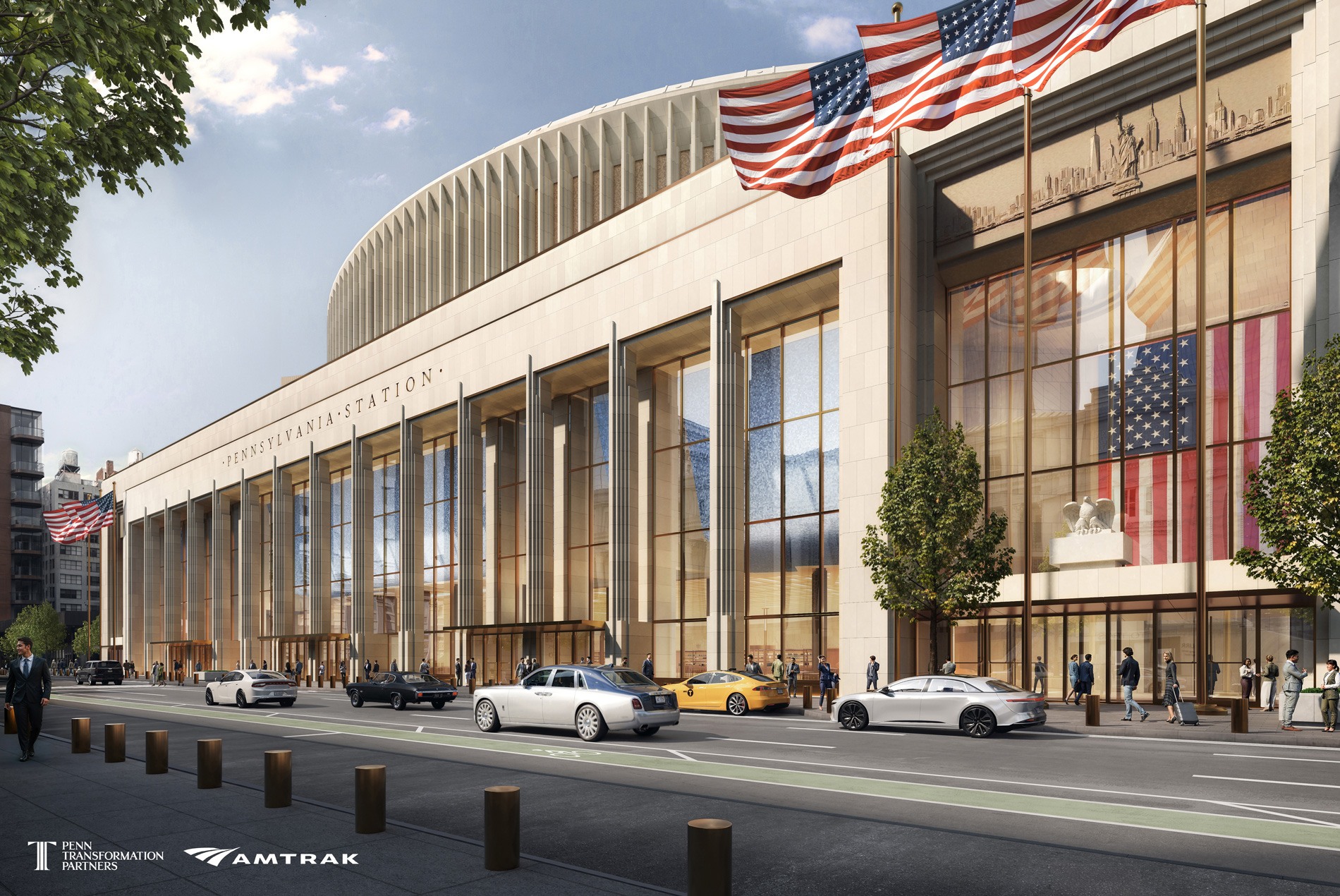 Penn Station transformation rendering exterior on 8th Avenue