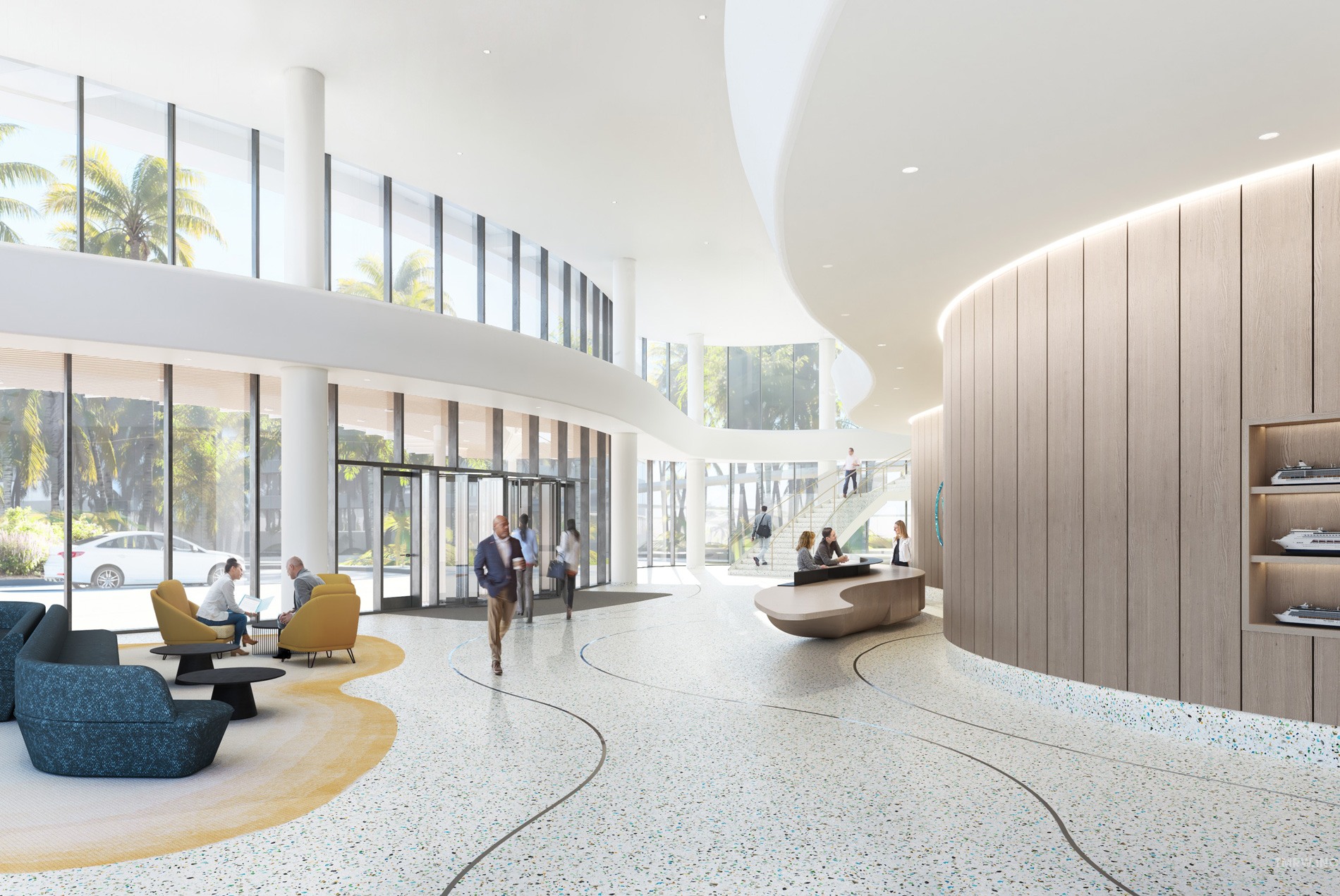 HOK-designed Royal Caribbean Group Headquarters in Miami interior lobby
