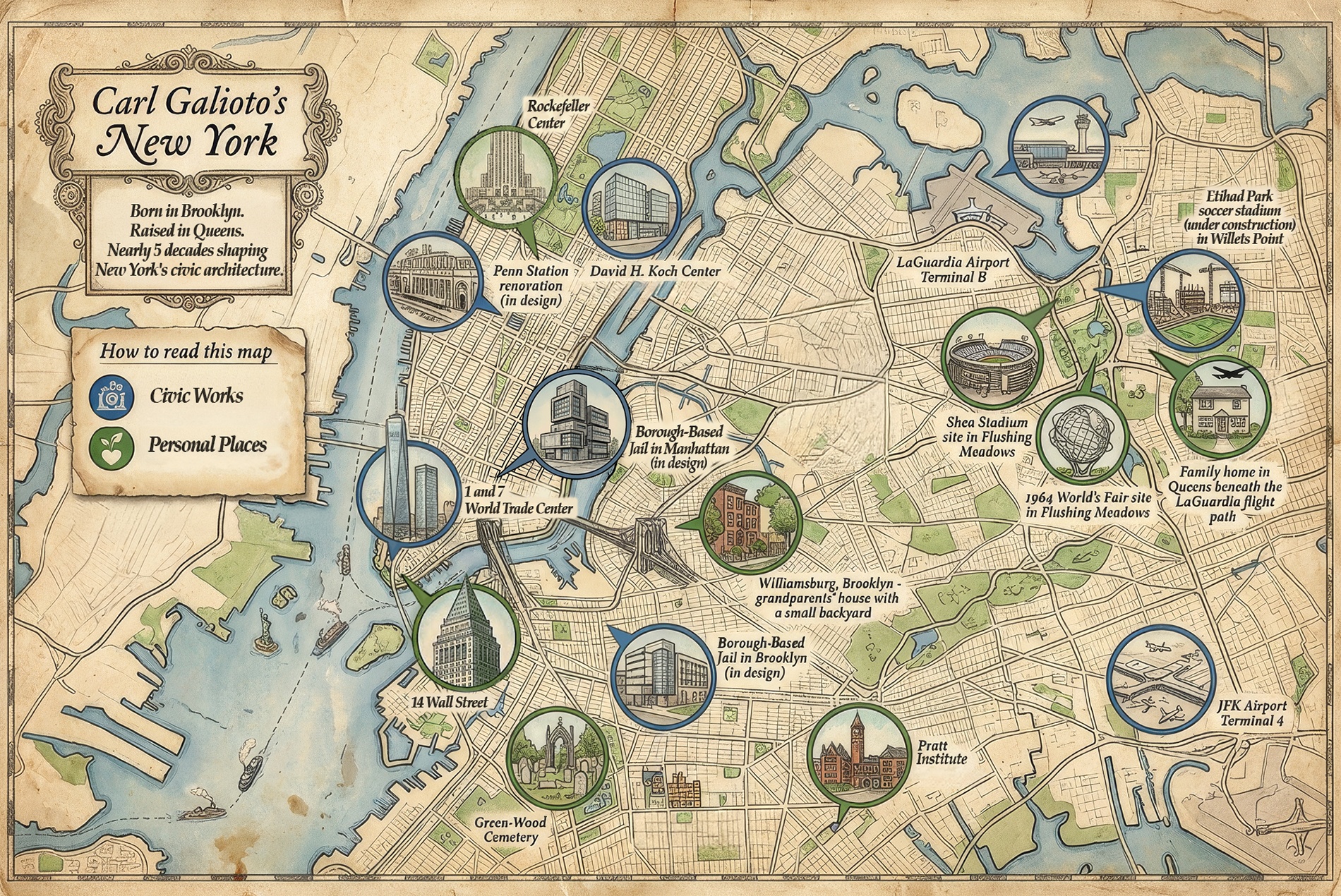 Historic map of Carl Galioto's New York