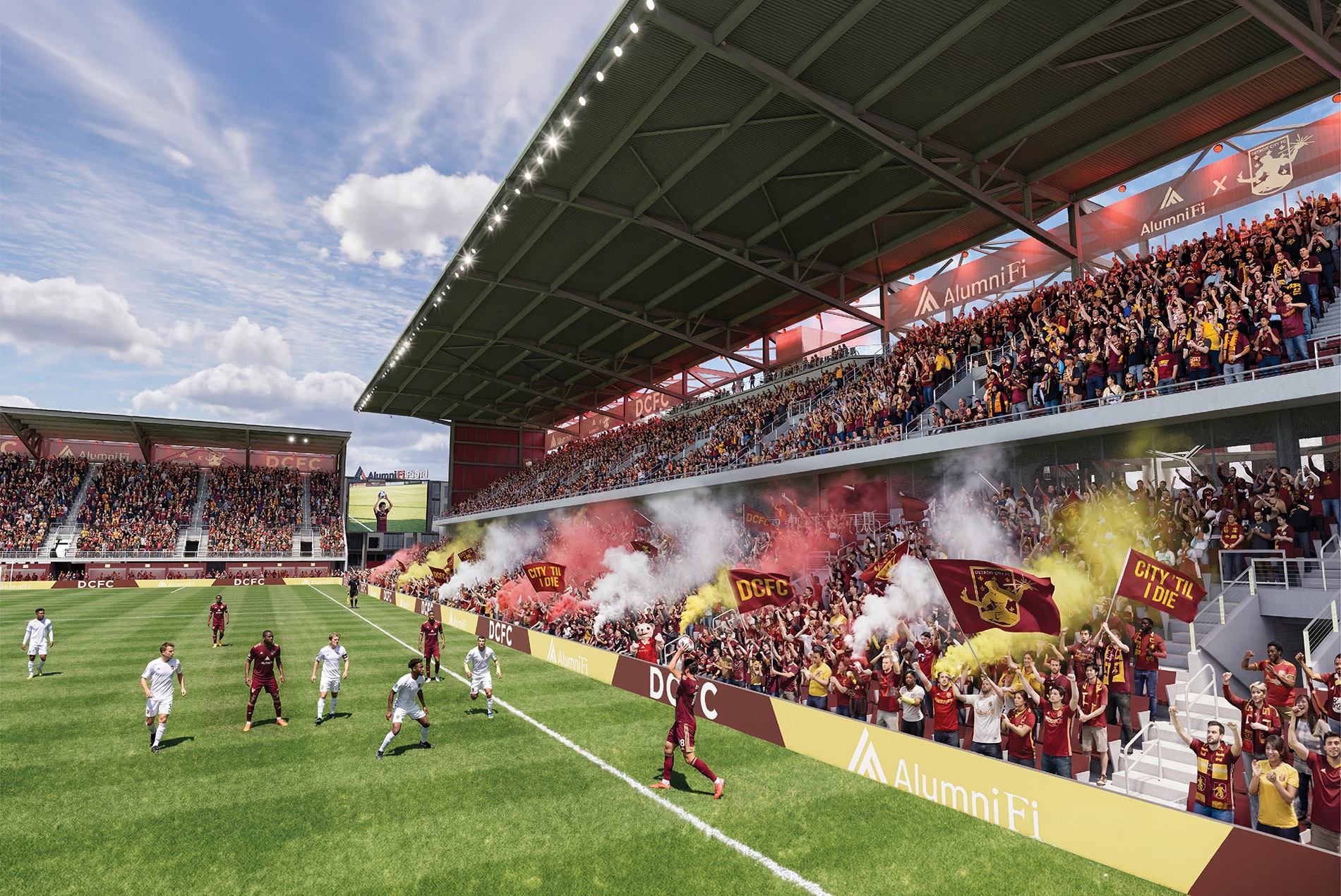 Detroit City FC stadium supports section HOK design